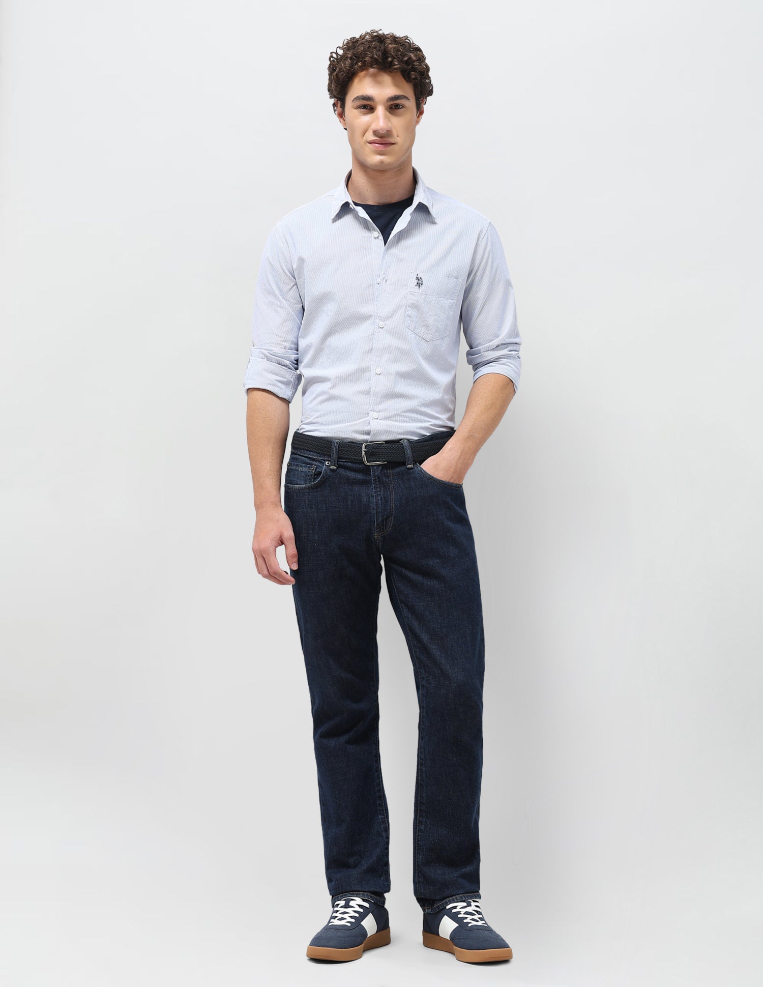 Pinstriped Seersucker Shirt Blue - U.S. Polo Assn. India | Large