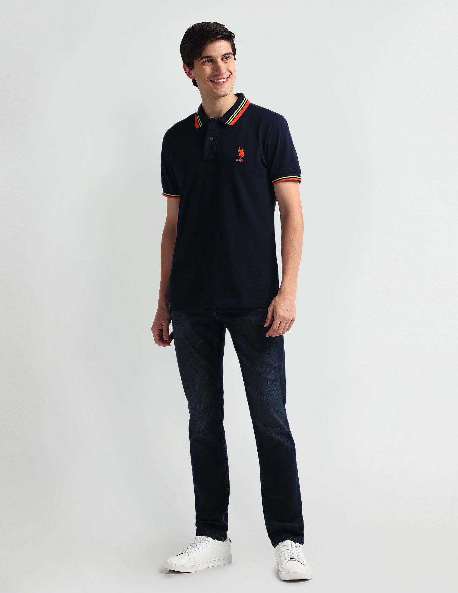 Brandon Slim Tapered Fit Dark Wash Jeans Blue - U.S. Polo Assn. India | Large