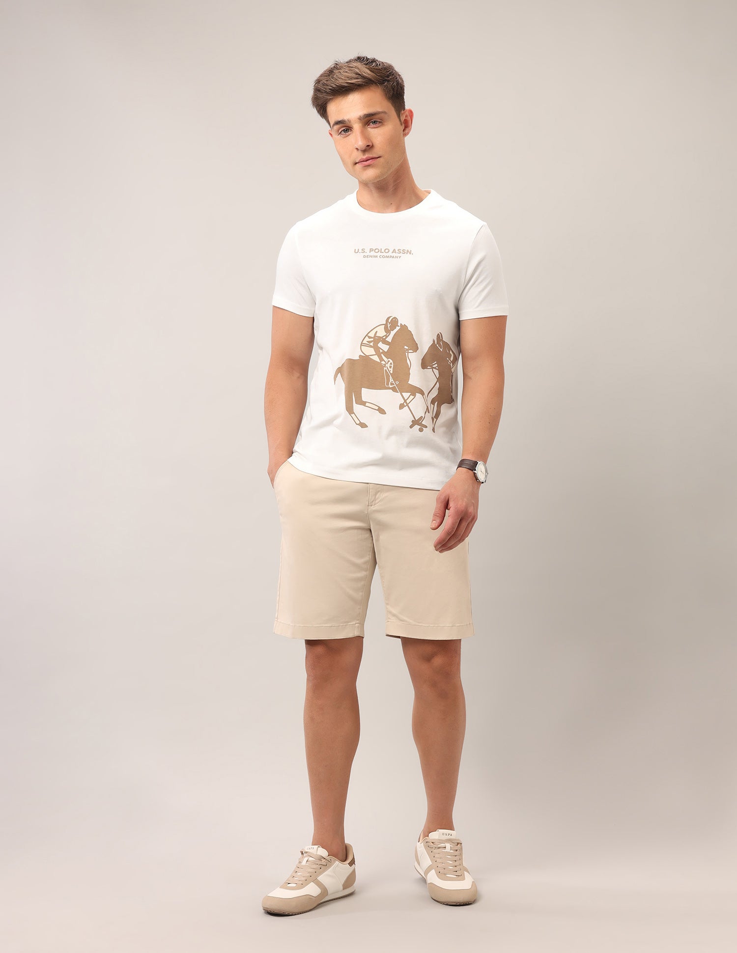 Muscle Fit Outdoor T-Shirt Ivory - U.S. Polo Assn. India | Large