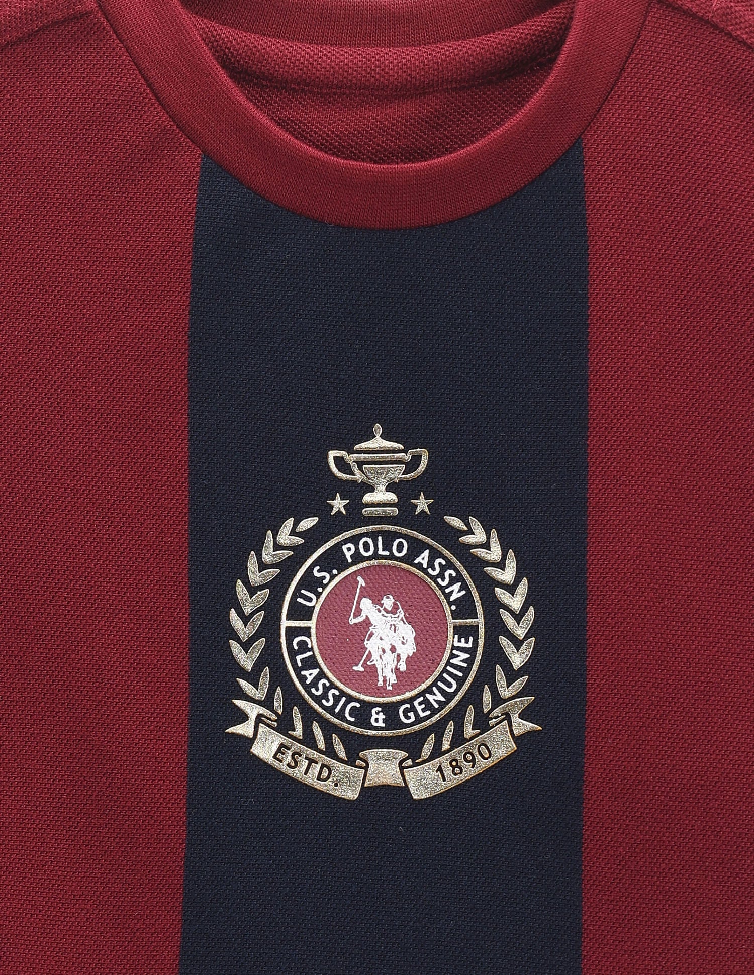 Boys Crew Neck Vertical Stripe T-Shirt Red - U.S. POLO ASSN. | Large