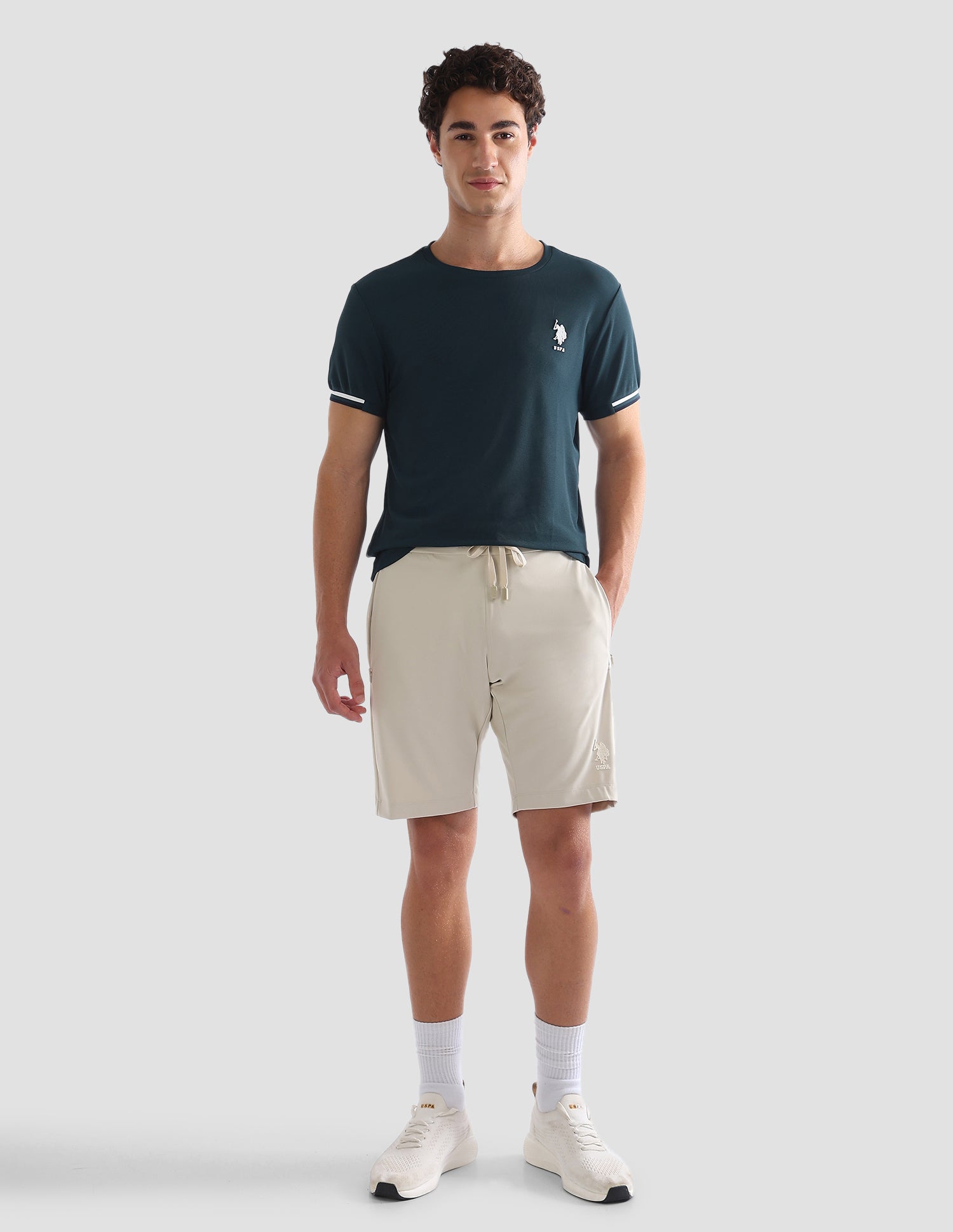 Solid Slim Fit Active T-Shirt Teal - U.S. Polo Assn. India | Large