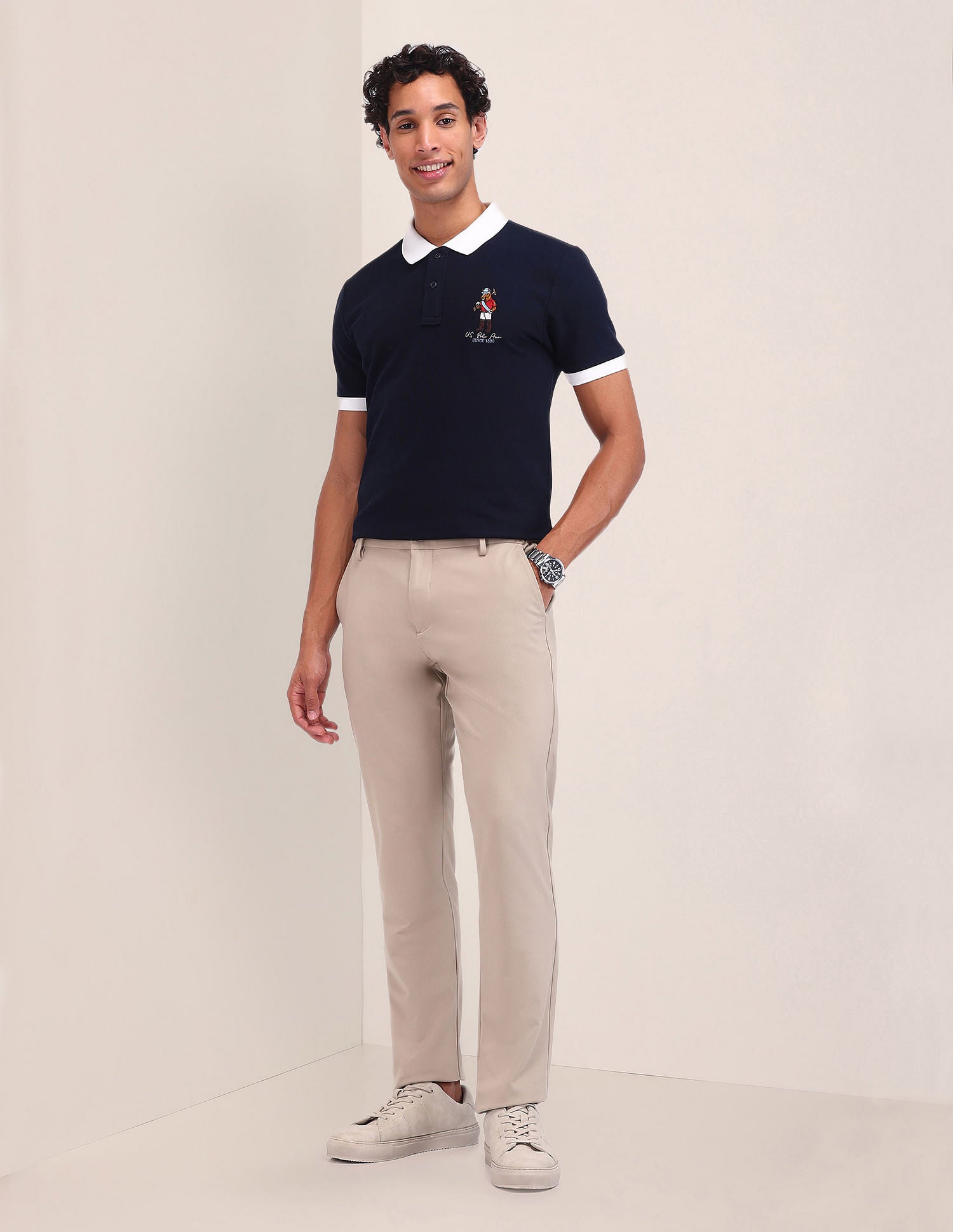 Slim Fit Solid Polo Shirt Navy - U.S. POLO ASSN. | Large