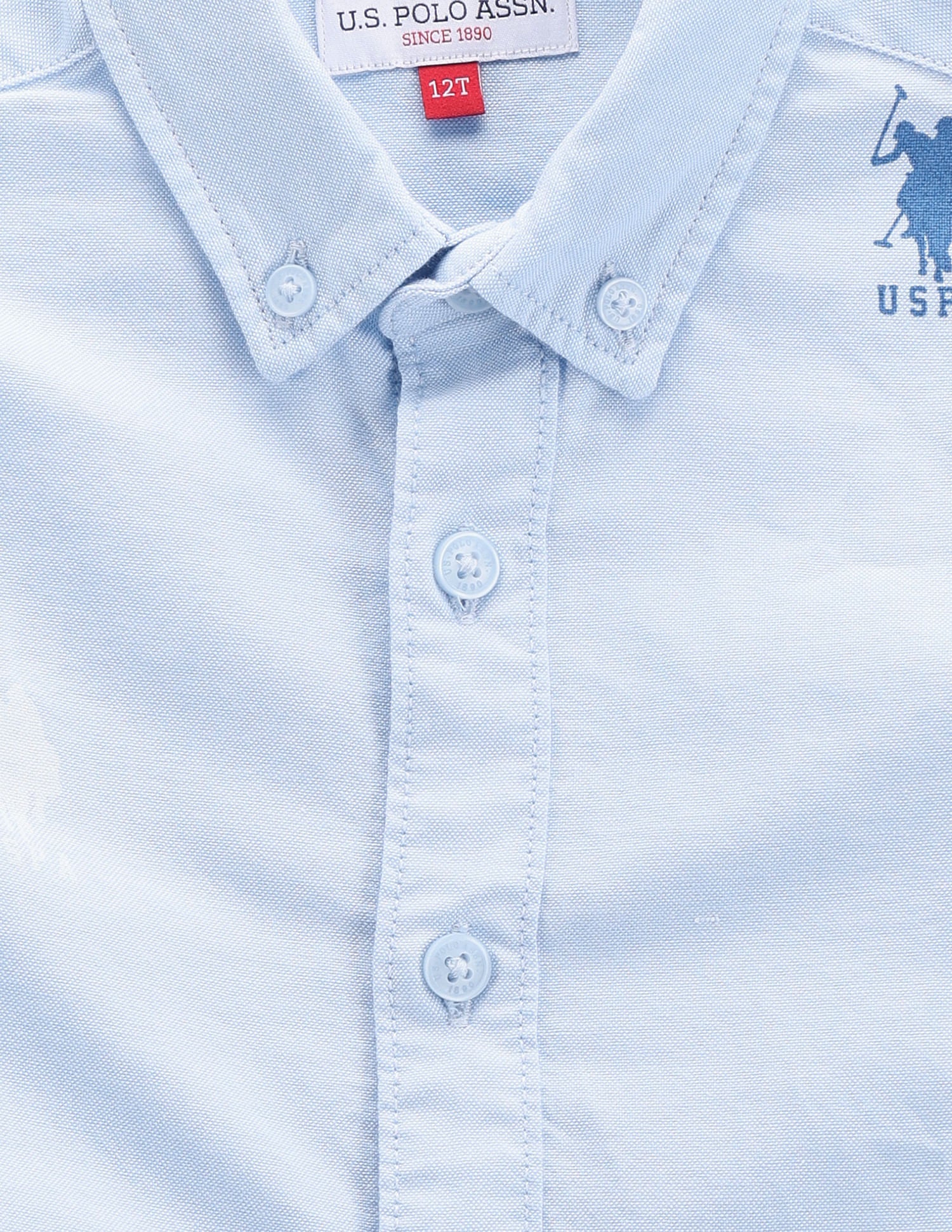 Boys Logo Print Oxford Shirt Light Blue - U.S. POLO ASSN. | Large