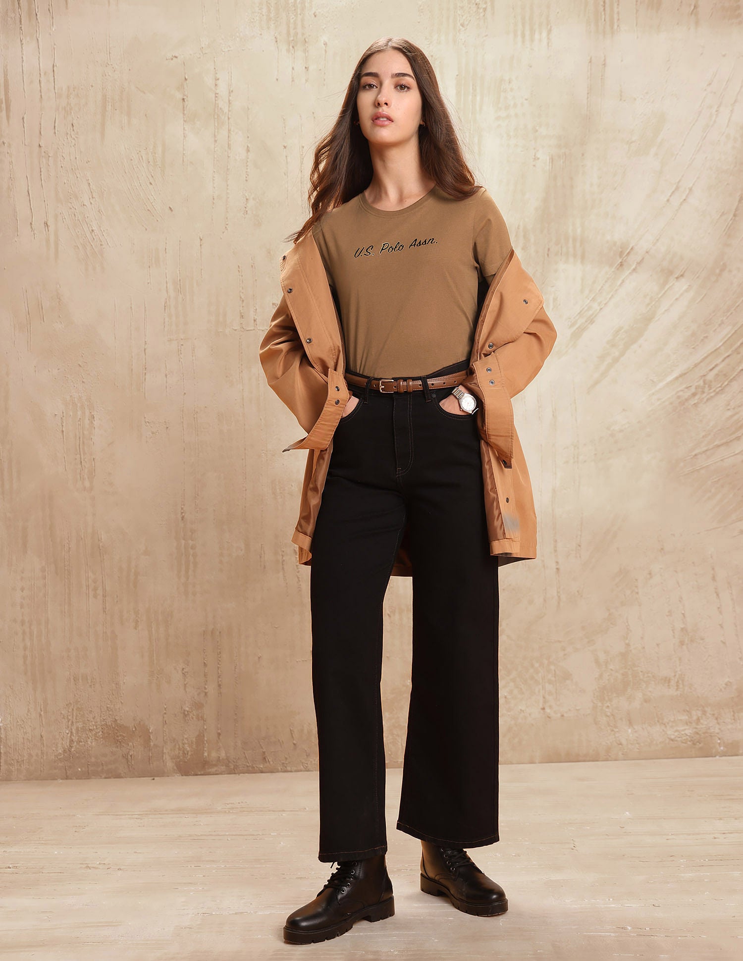 Brand Printed Regular Fit T-Shirt Brown - U.S. POLO ASSN. | Large