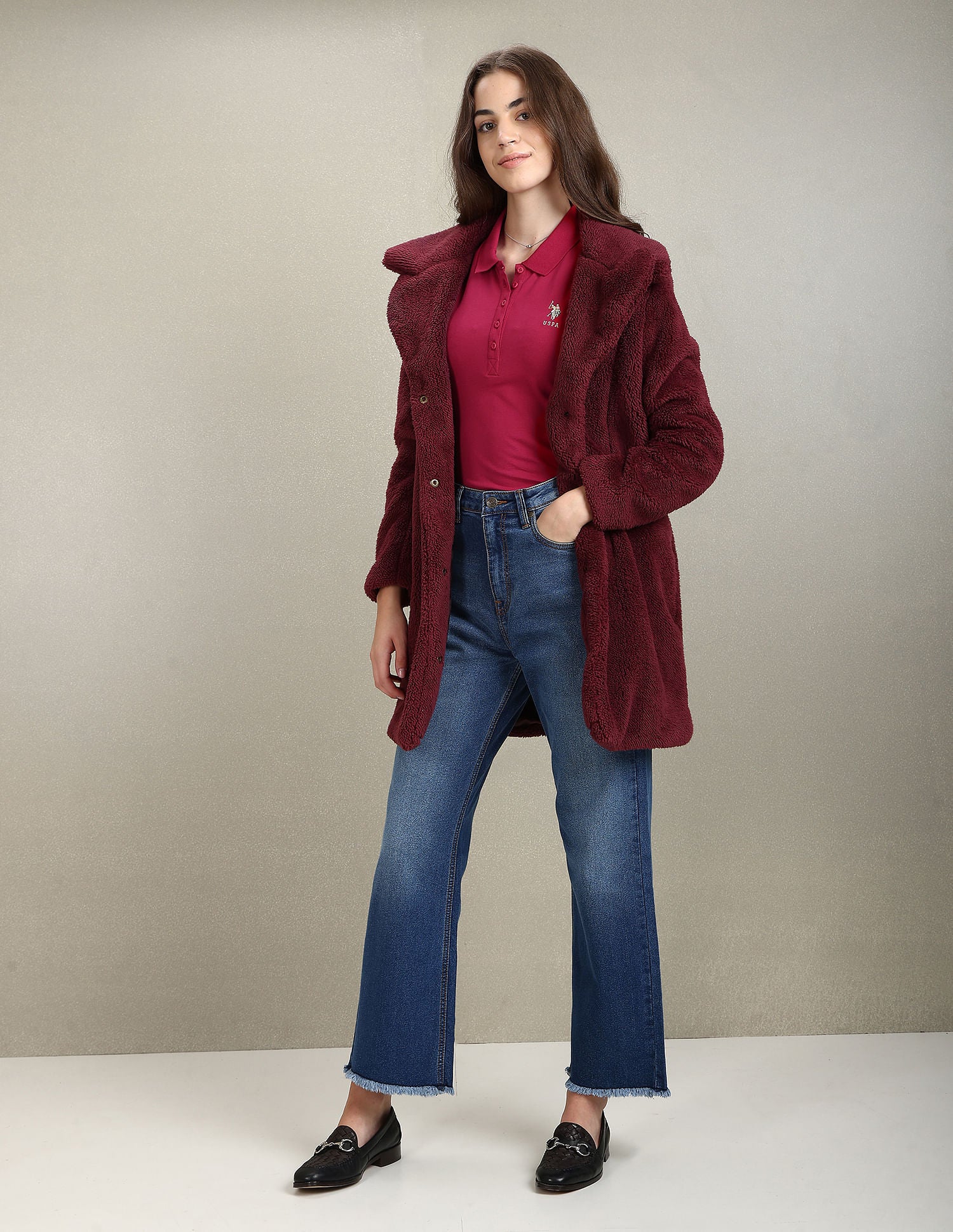 Solid Slim Polo Shirt Fuchsia - U.S. POLO ASSN. | Large