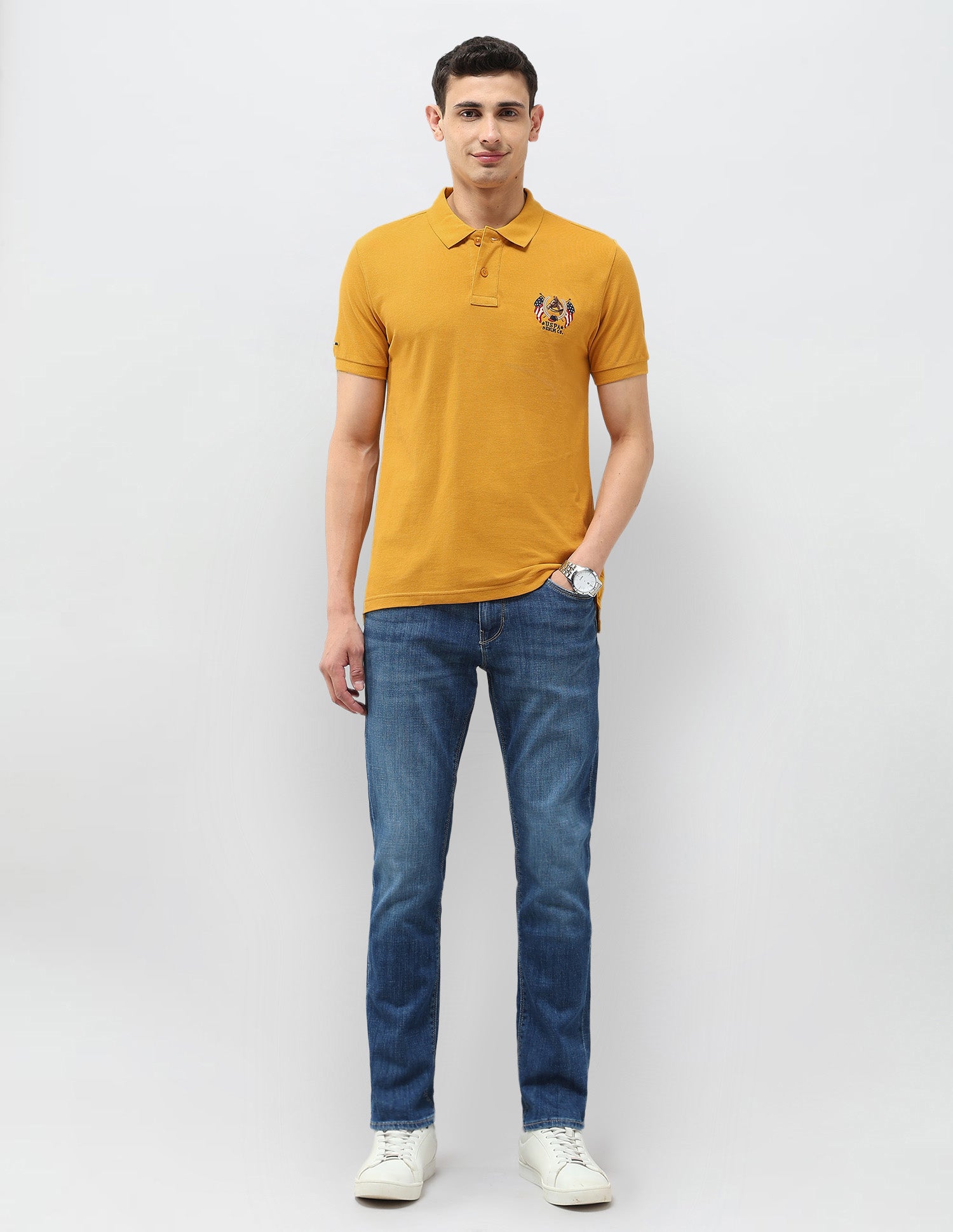 Solid Muscle Fit Polo Shirt Mustard - U.S. POLO ASSN. | Large