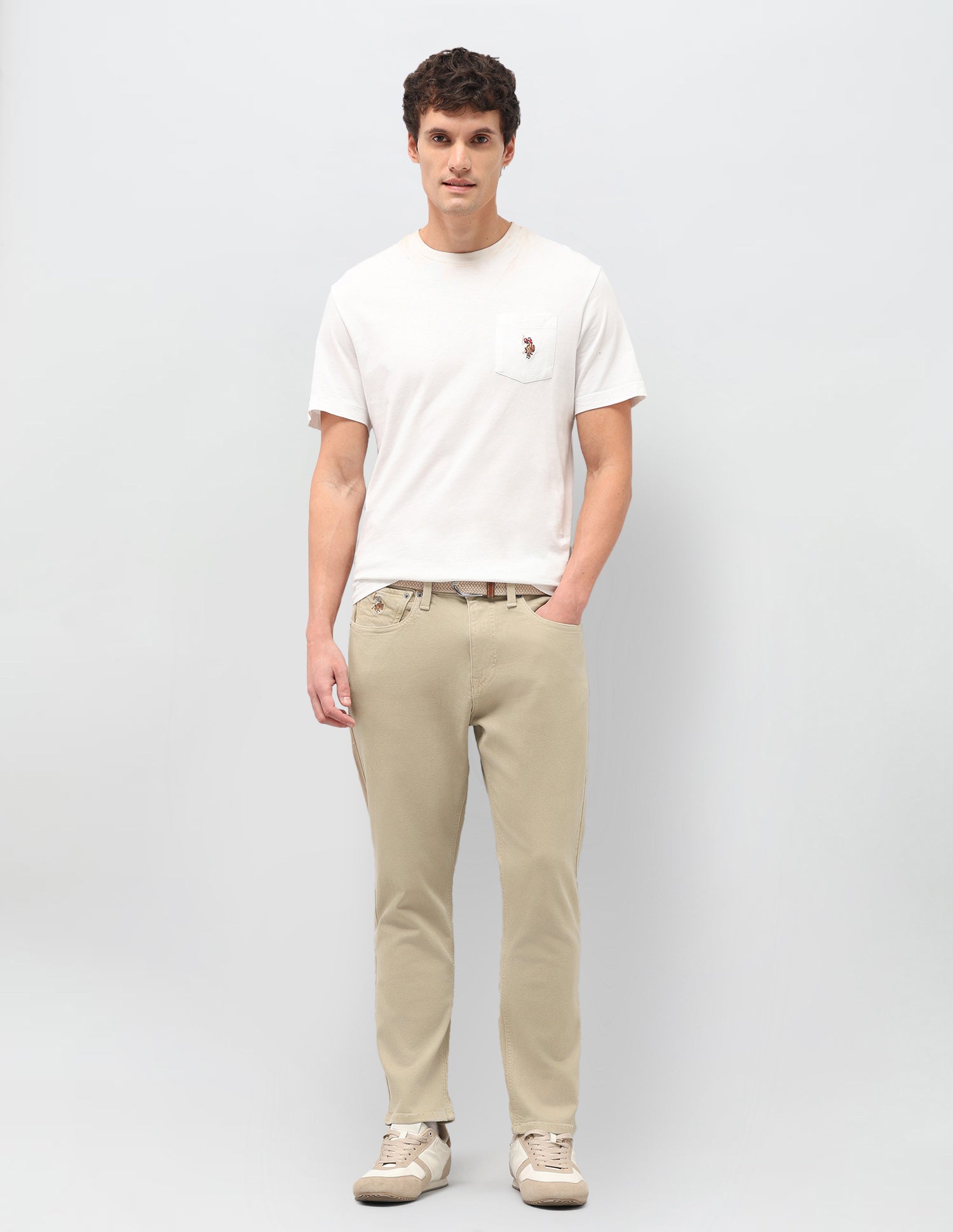 Cole Comfort Cropped Fit Beige Jeans Beige - U.S. Polo Assn. India | Large