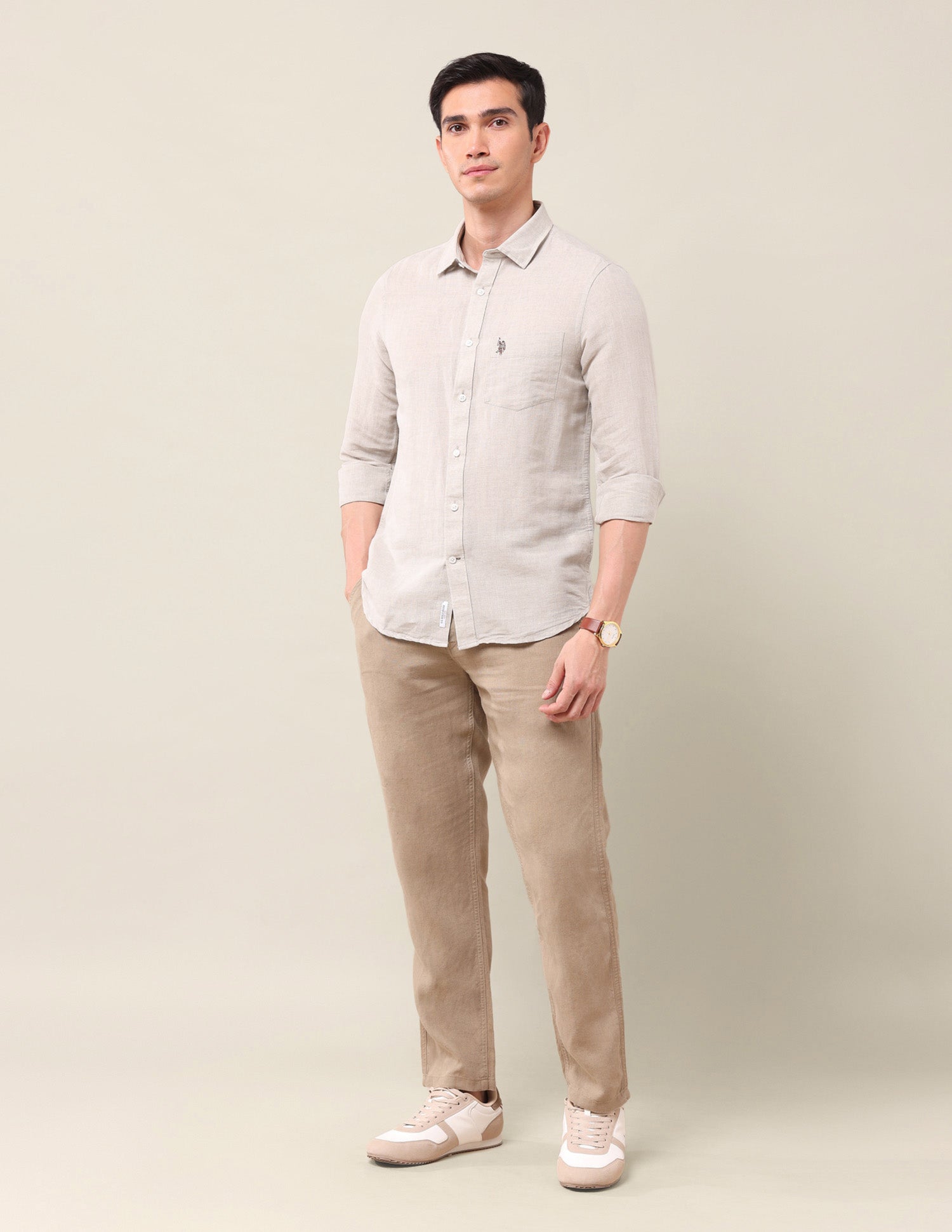 Tailored Fit Regular Shirt Natural - U.S. Polo Assn. India | Large