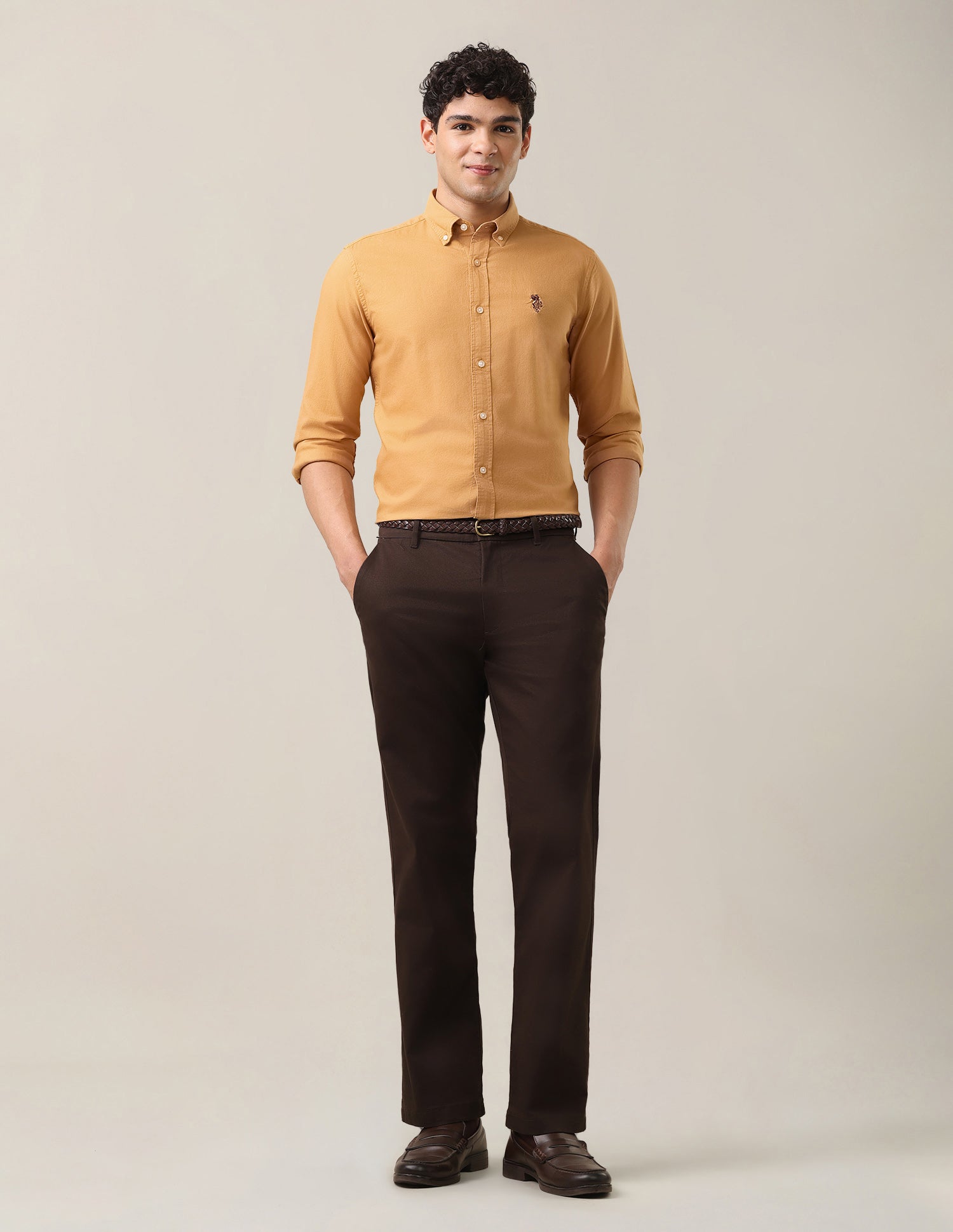 Oxford Tailored Fit Button-Down Collar Shirt Mustard - U.S. Polo Assn. India | Large