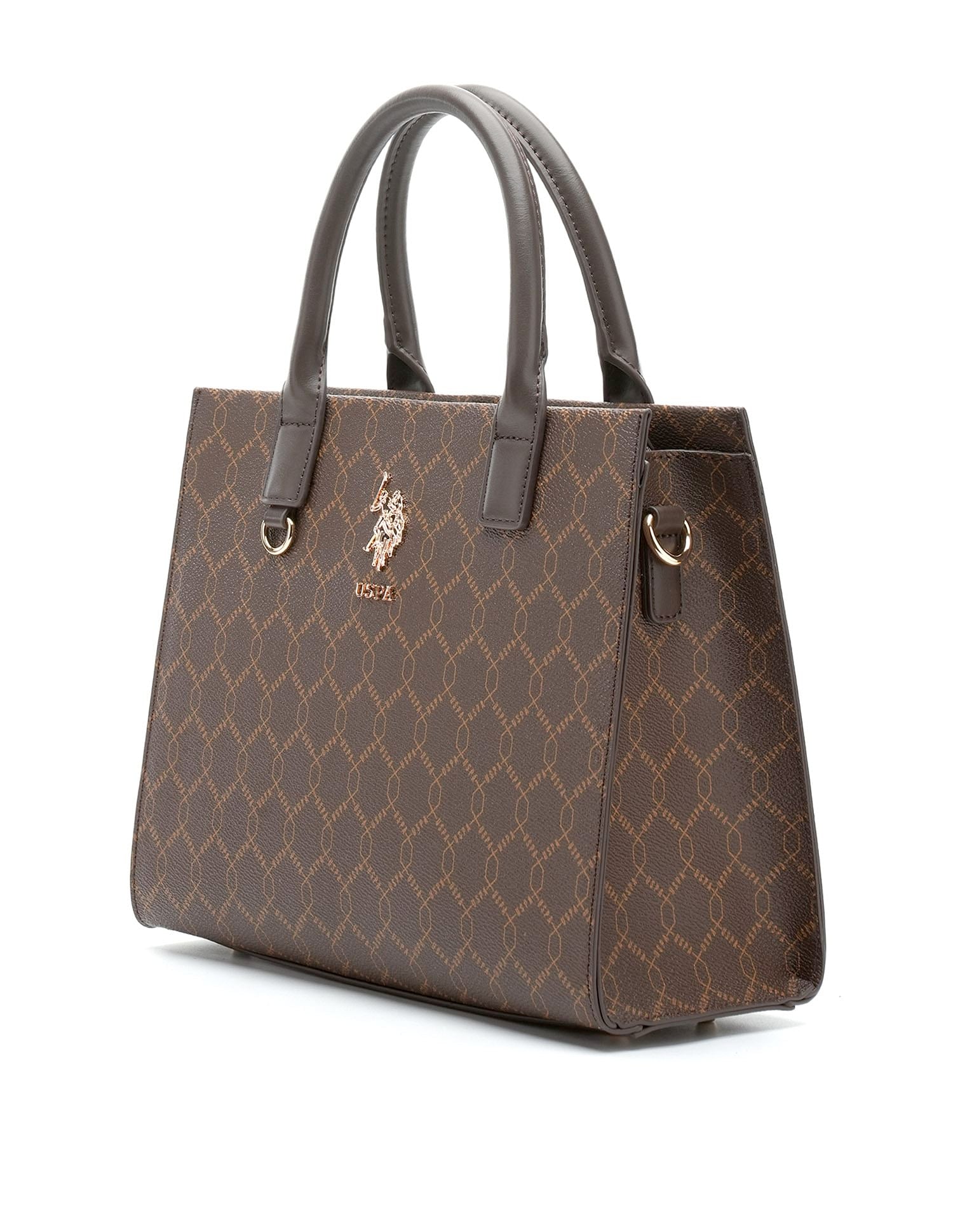 Scarlet Monogram Tote Handbag Brown - U.S. POLO ASSN. | Large