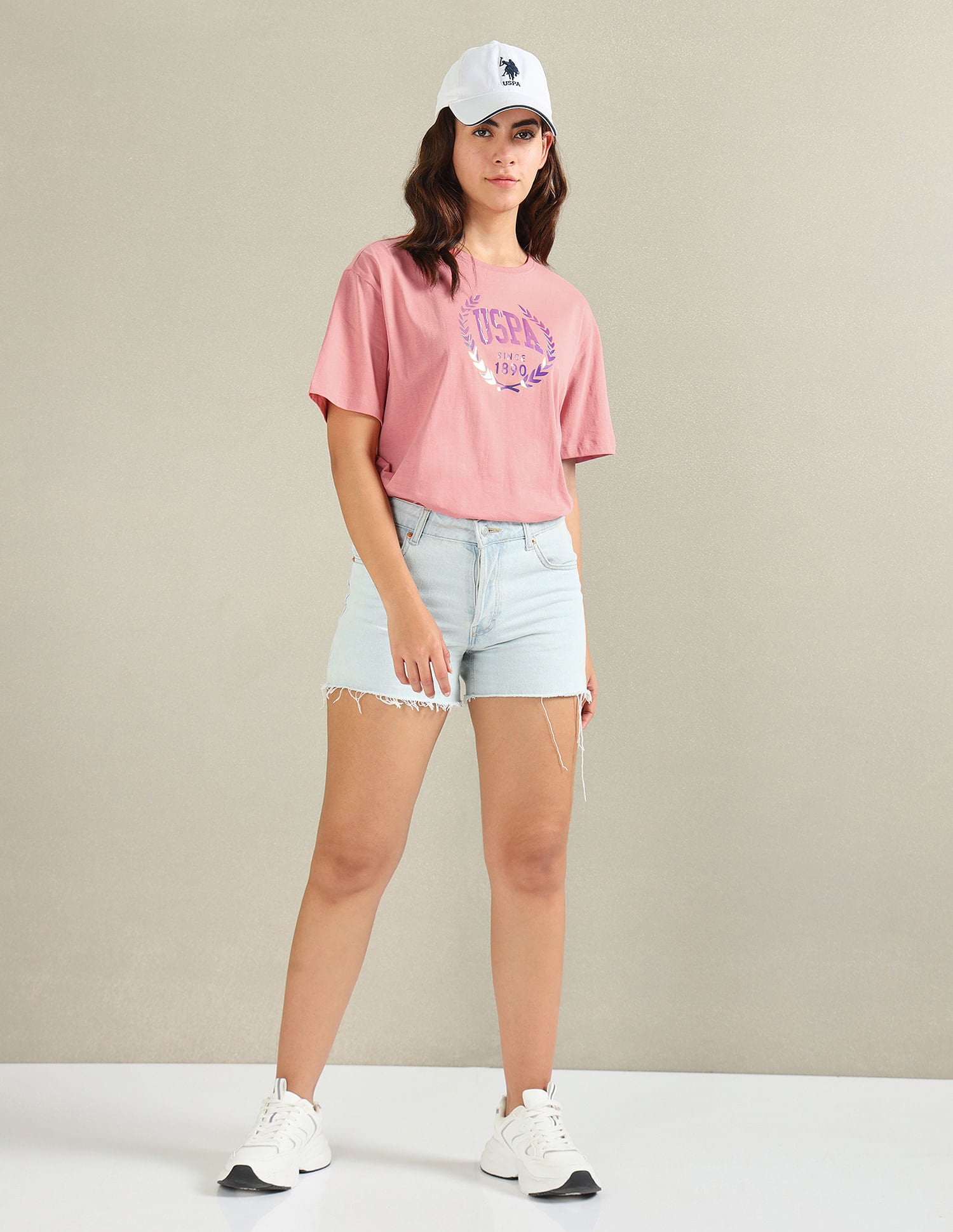 Brand Print Boxy T-Shirt Peach - U.S. POLO ASSN. | Large