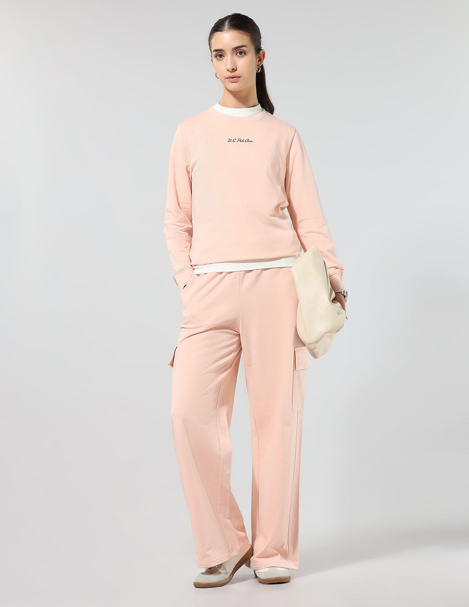 Regular Fit Solid Sweatshirt Peach - U.S. POLO ASSN. | Large