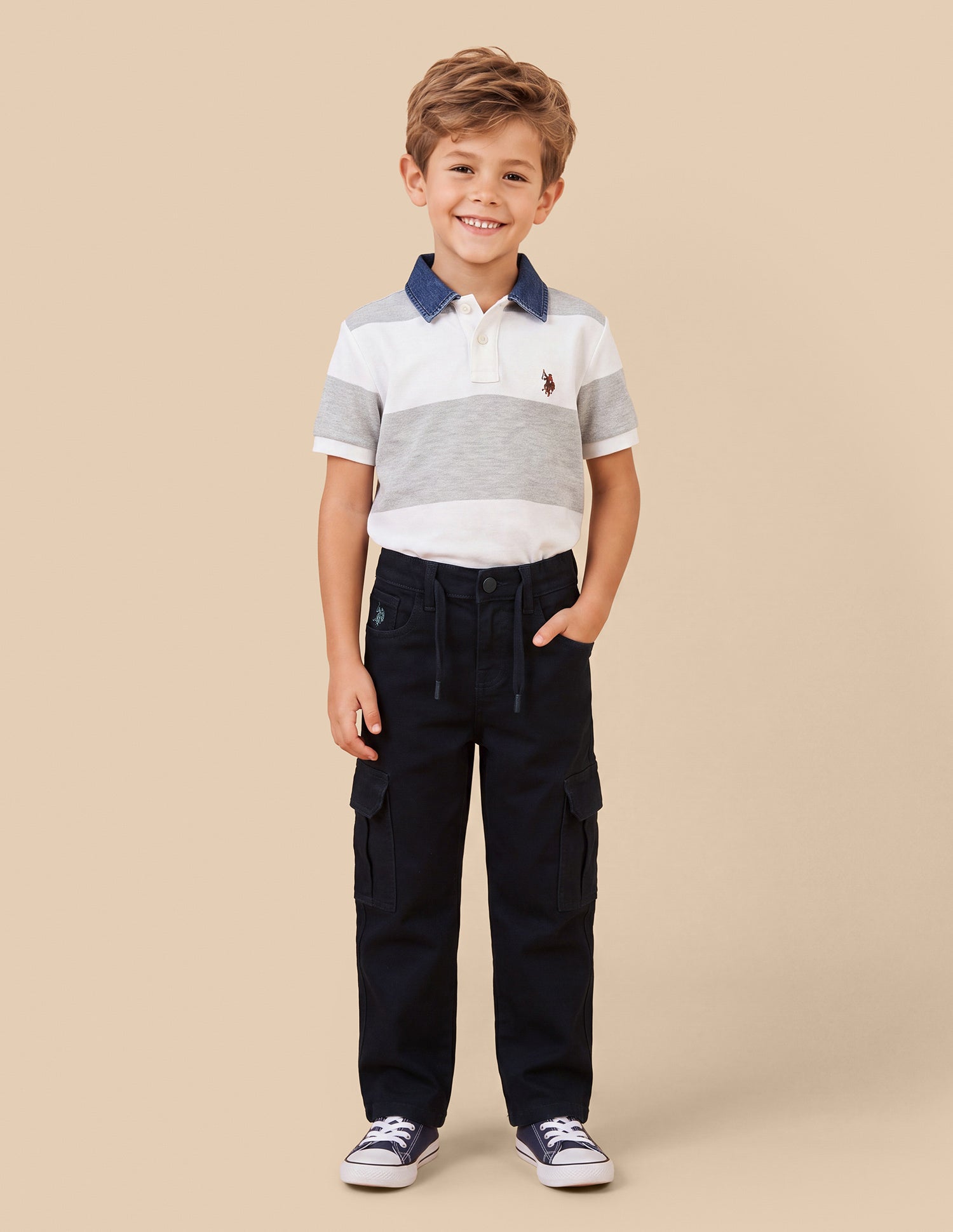 Shawn Relaxed Fit Blue Cargo Jeans Dark Blue - U.S. Polo Assn. India | Large