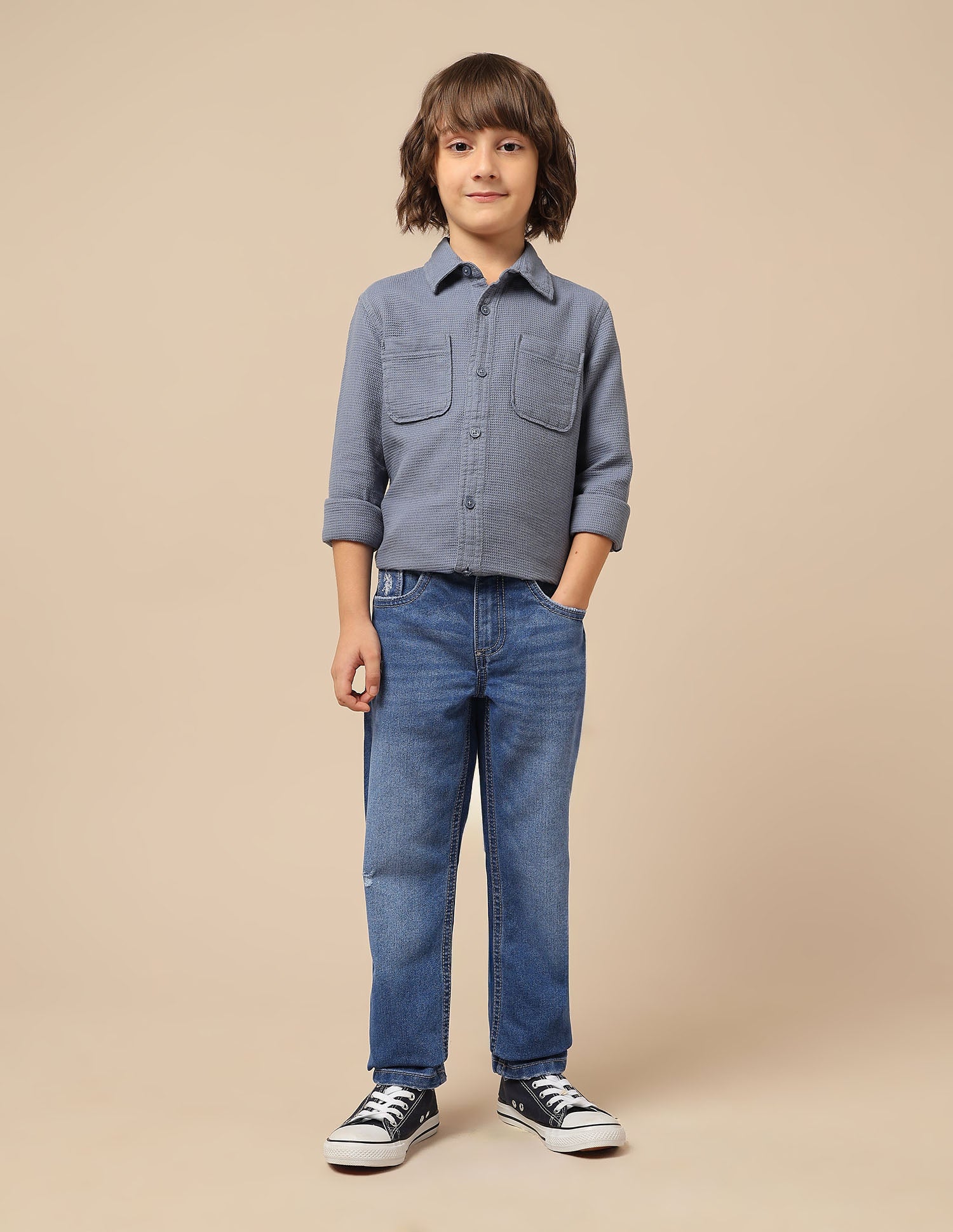 Boys Slim Fit Lightly Distressed Jeans Blue - U.S. POLO ASSN. | Large