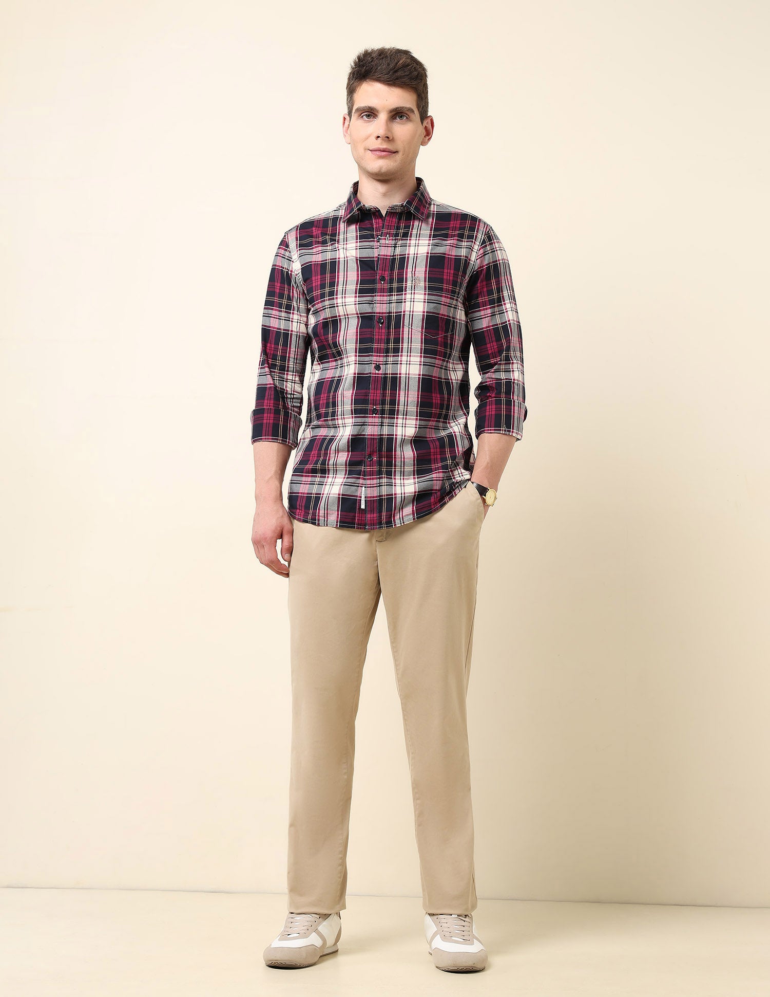 Plaid Checked Oxford Shirt Maroon - U.S. Polo Assn. India | Large