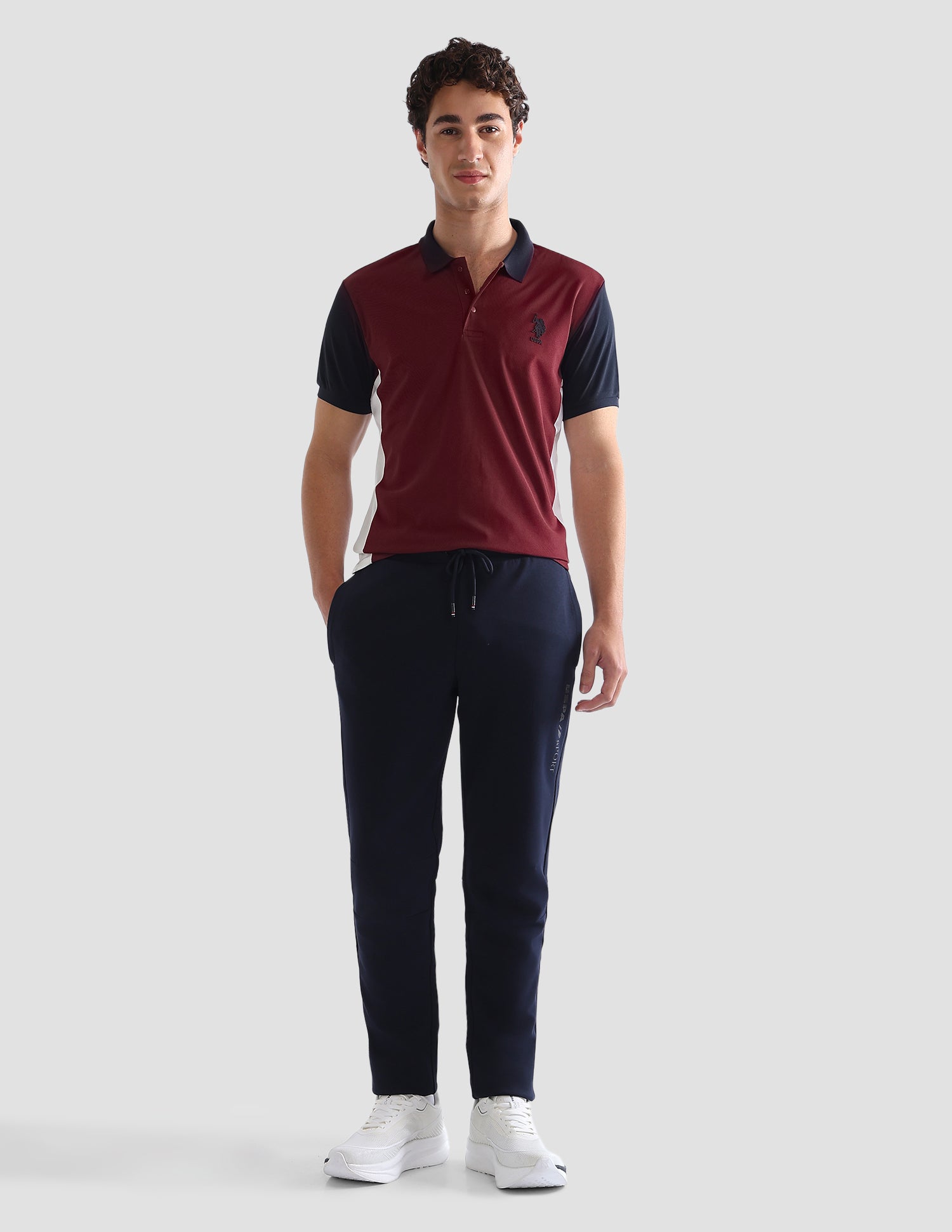 Colourblocked Slim Fit Active Polo Shirt Maroon - U.S. Polo Assn. India | Large