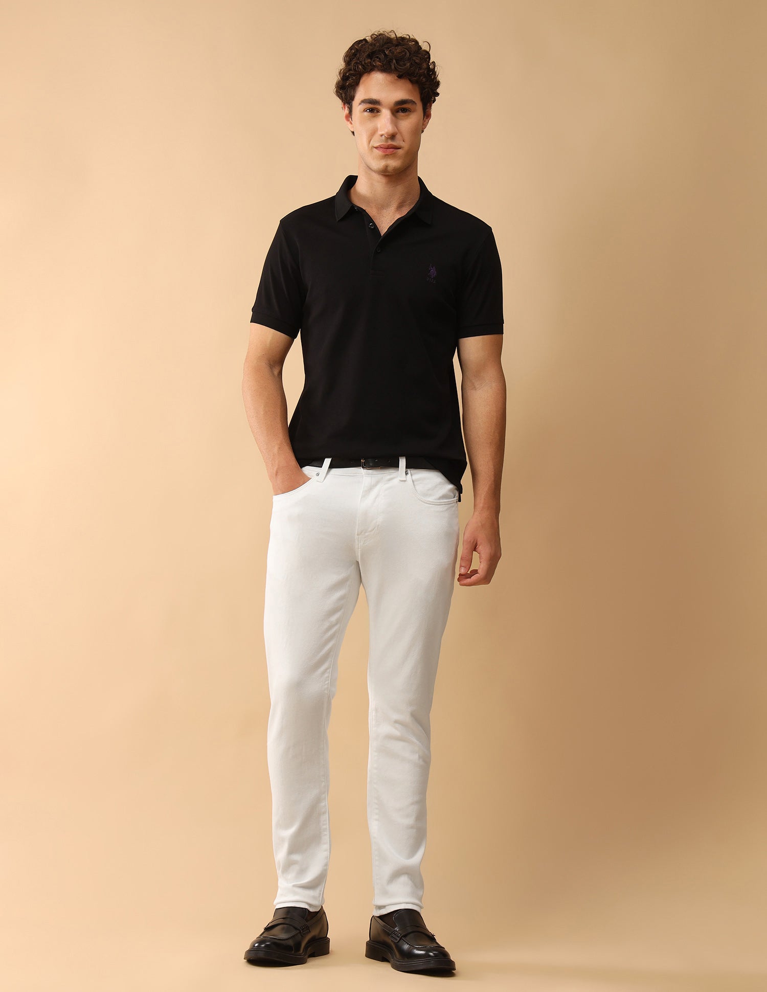 Pacho X Mid Rise Brandon Slim Tapered Jeans White - U.S. Polo Assn. India | Large