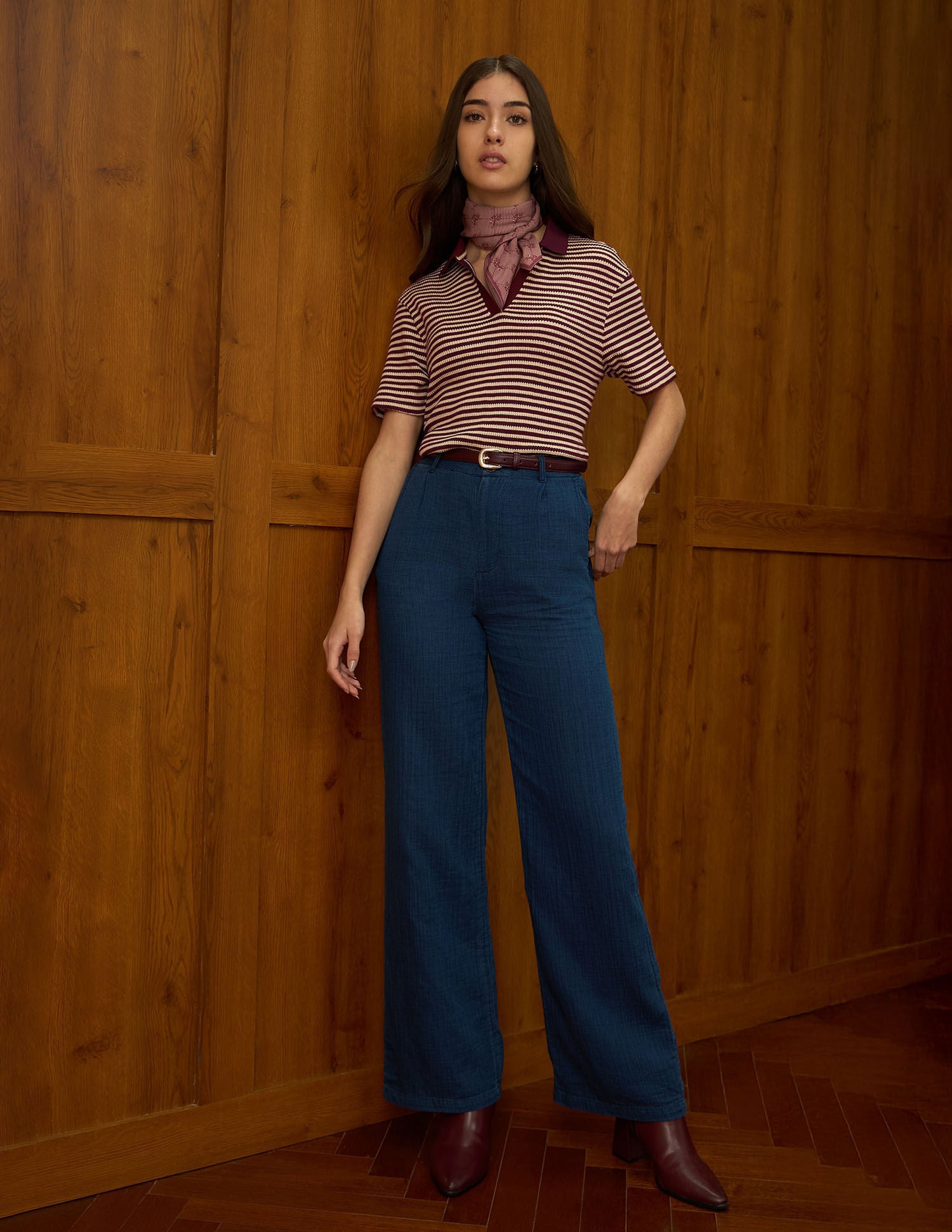 Relaxed Fit Striped Top Wine - U.S. POLO ASSN. | Large