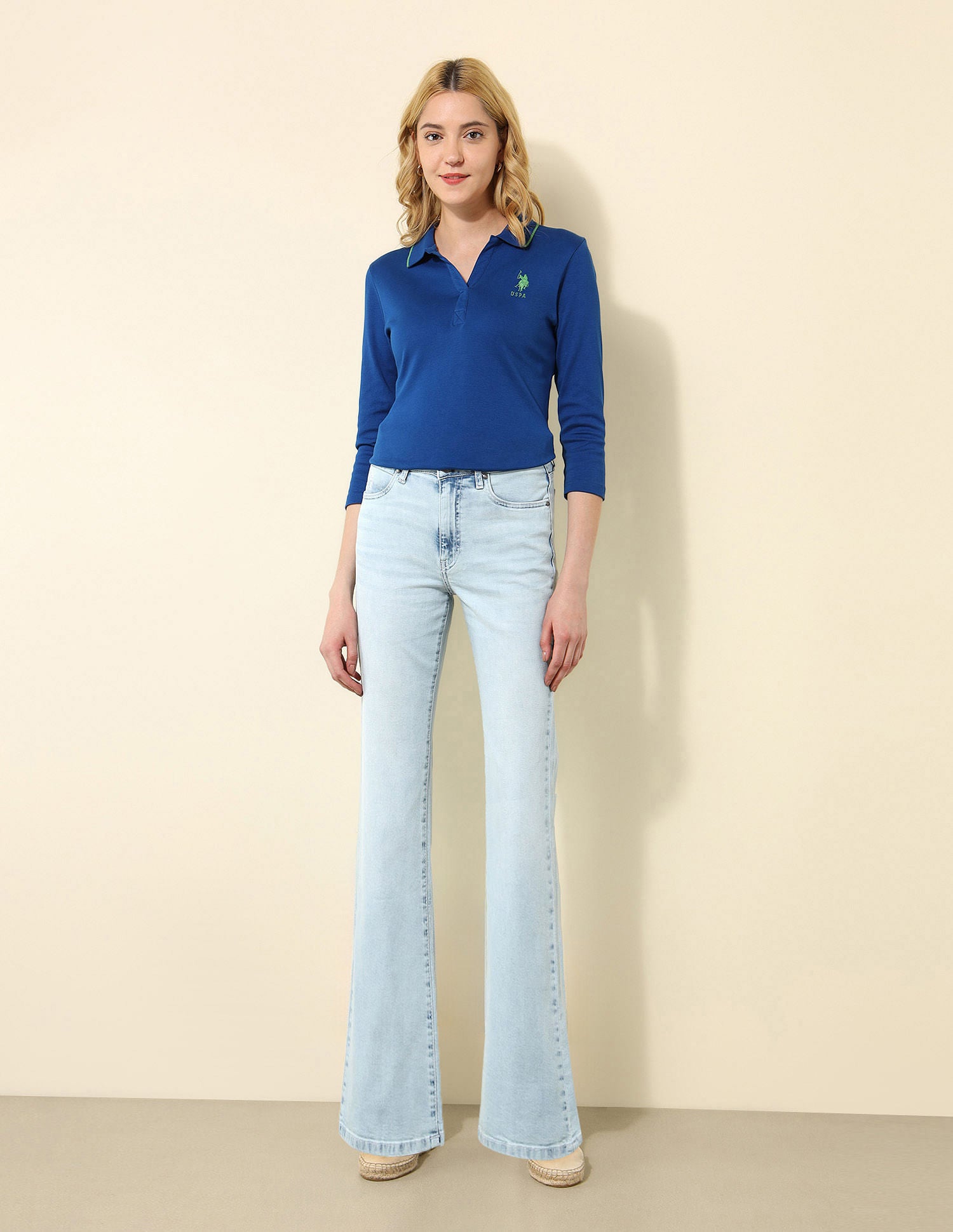 Tipped Collar Regular Fit Polo Shirt Off White - U.S. POLO ASSN. | Large