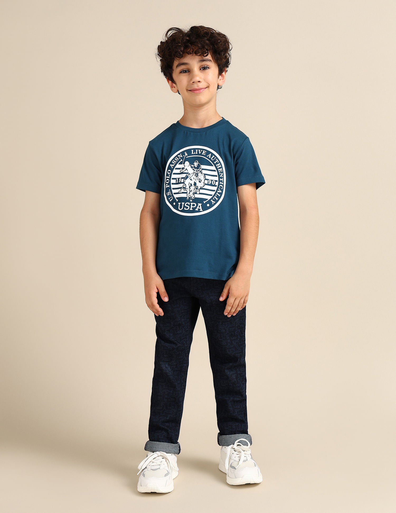 Boys Pure Cotton Regular T-shirt Blue - U.S. POLO ASSN. | Large