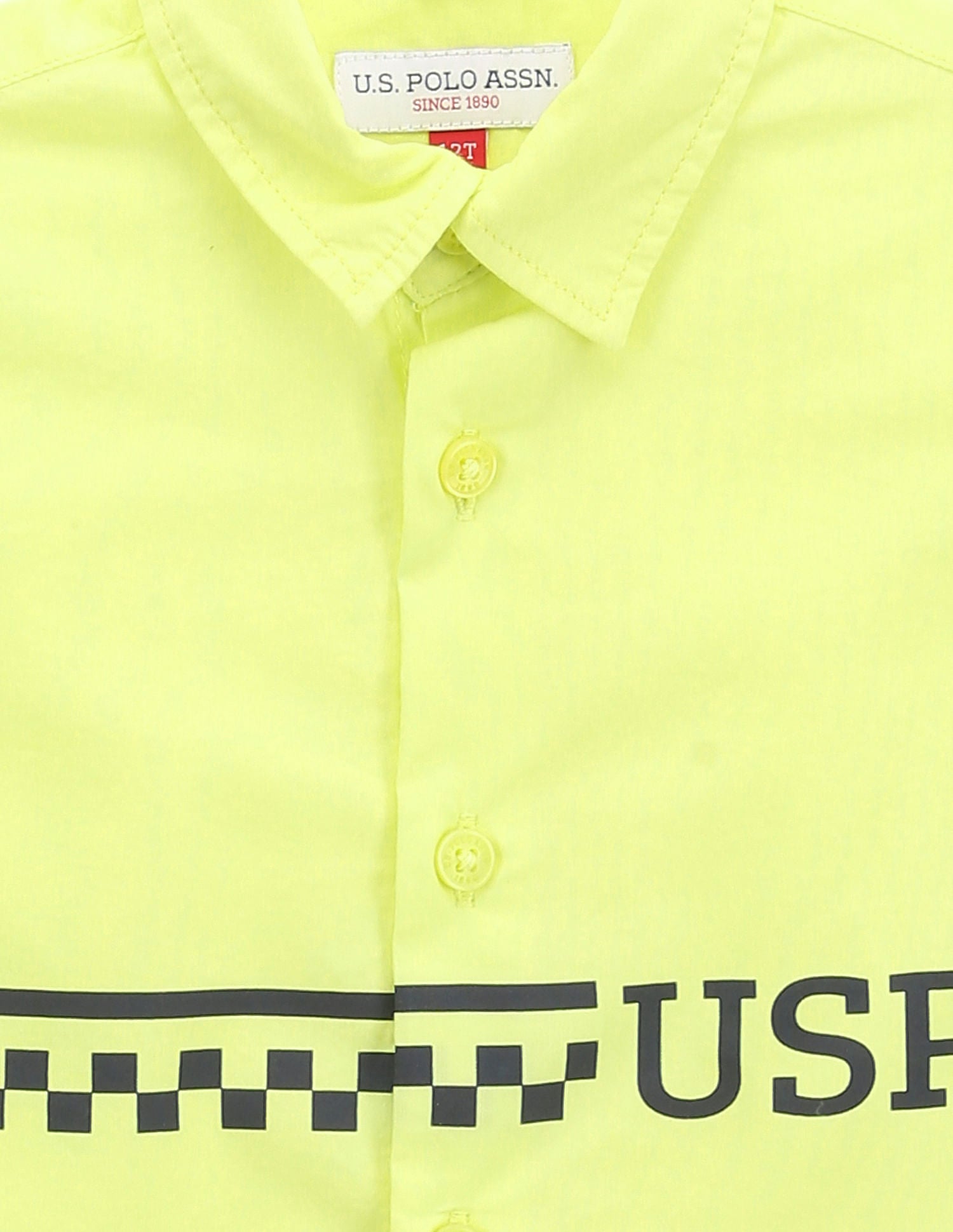 Pure Cotton Brand Print Shirt Neon Green - U.S. Polo Assn. India | Large