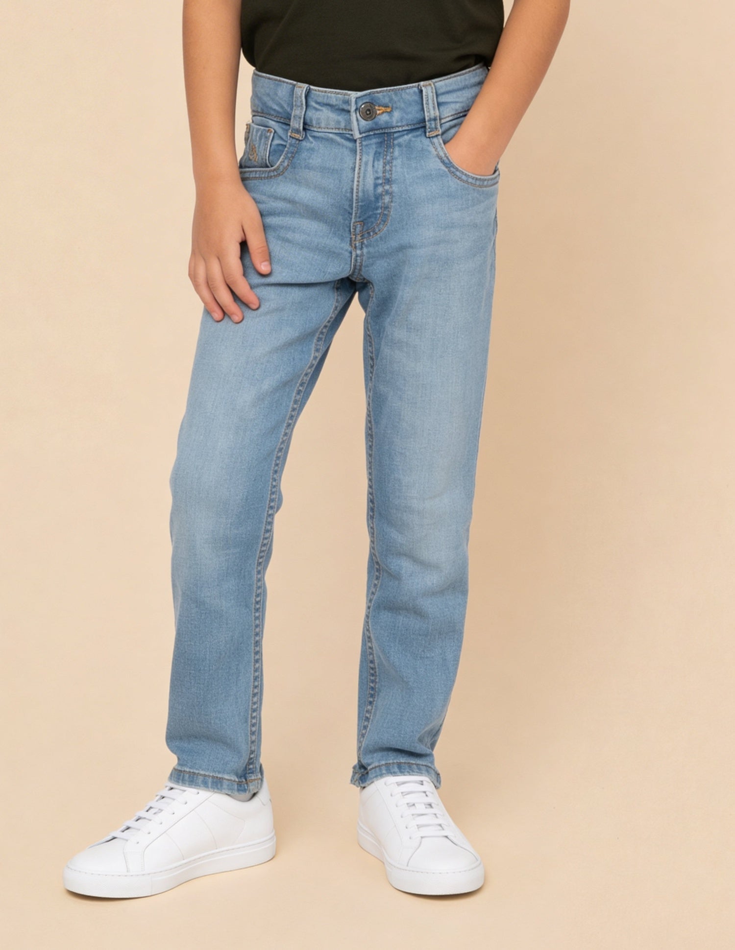 Relaxed Fit Whiskered Jeans Light Blue - U.S. Polo Assn. India | Large