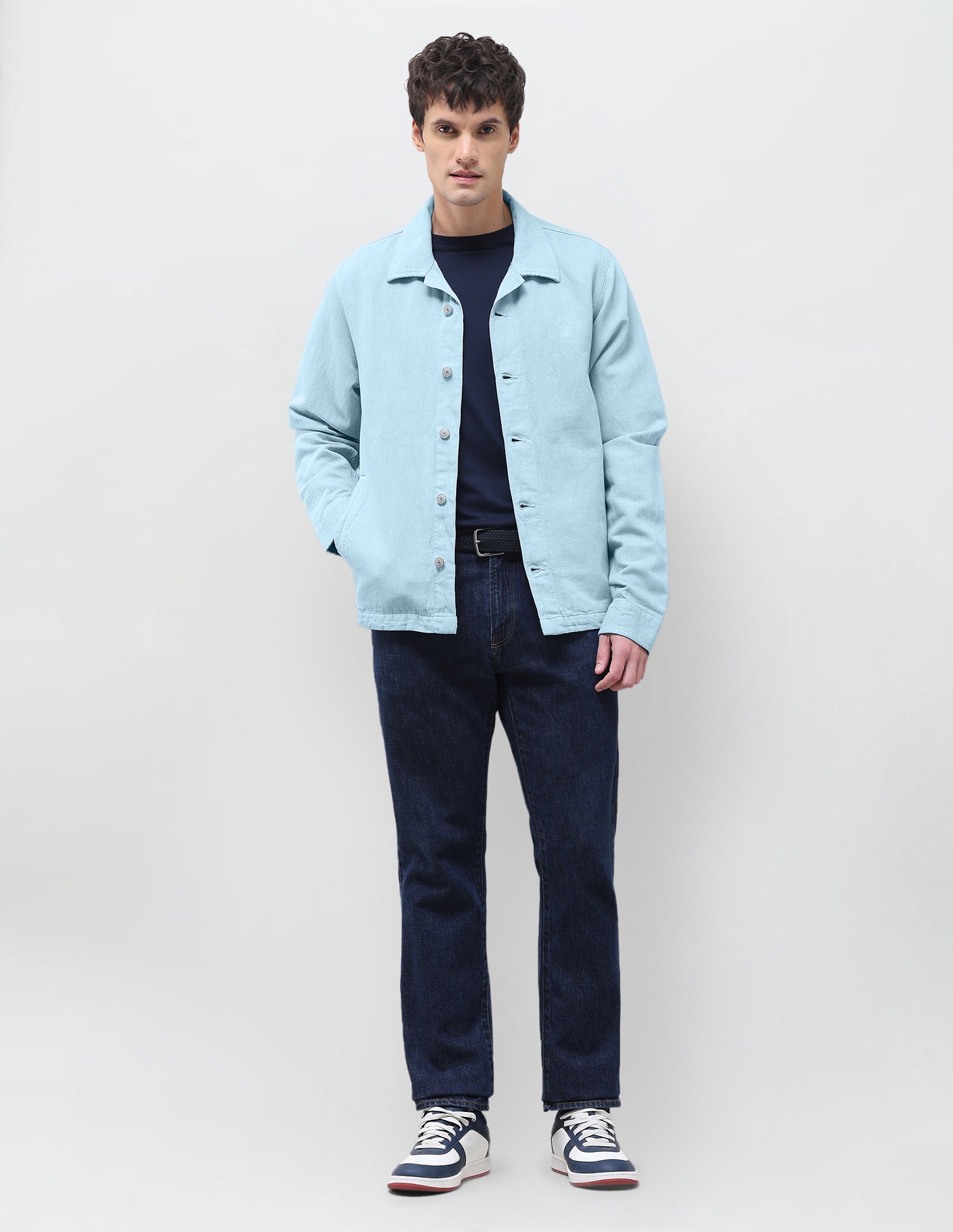 Solid Regular Fit Shacket Blue - U.S. Polo Assn. India | Large