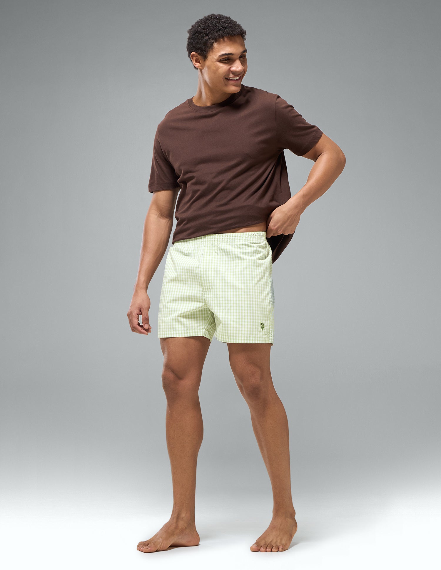 Gingham Checked OEX24 Boxer Shorts Green - U.S. Polo Assn. India | Large