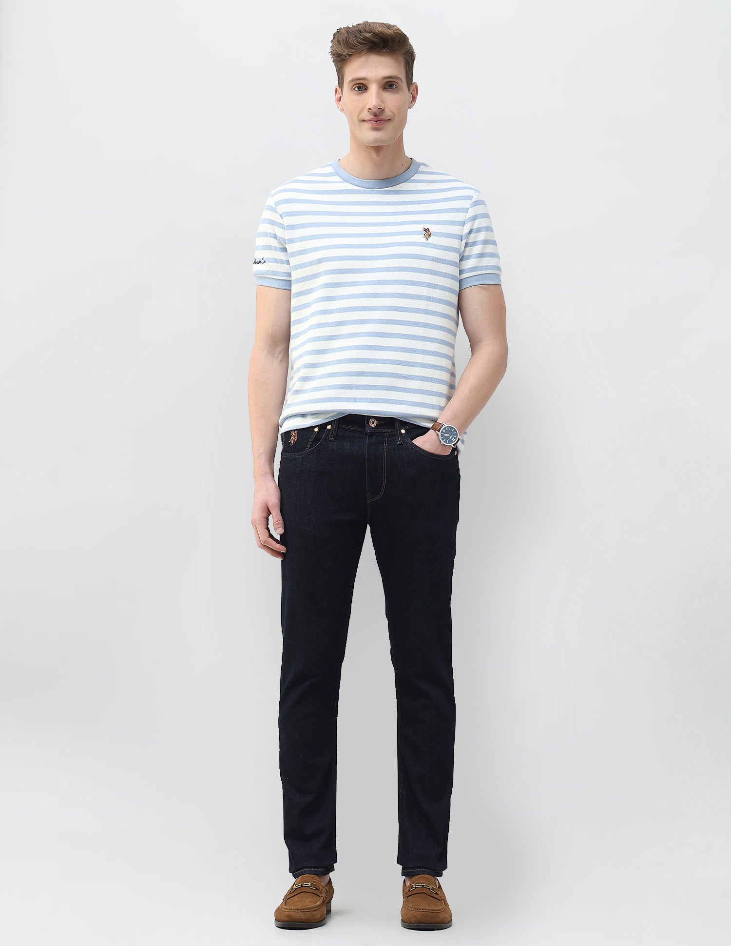 Brandon Slim Tapered Fit Rinsed Jeans Dark Blue - U.S. Polo Assn. India | Large