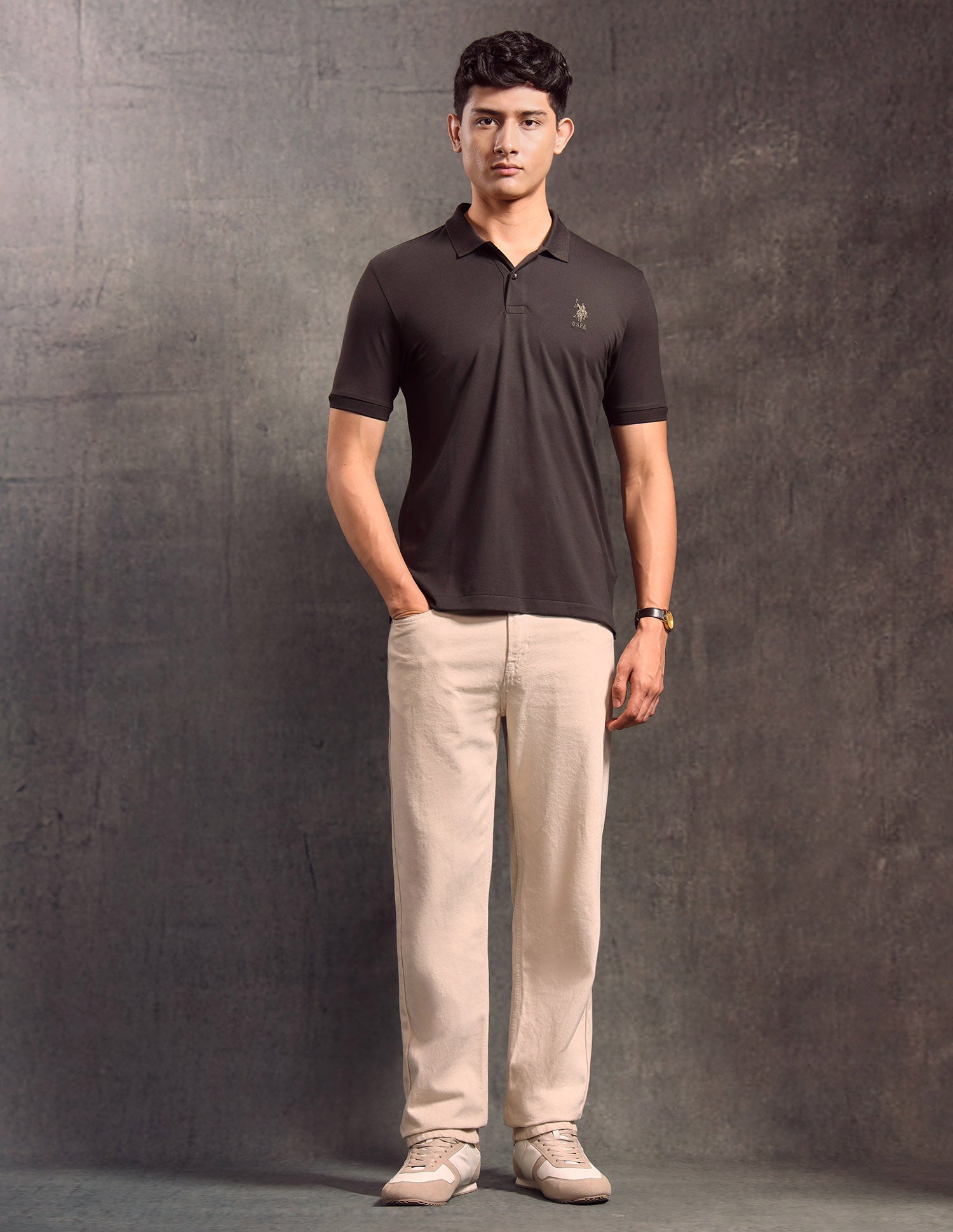 Solid Regular Fit Polo Shirt Dark Brown - U.S. POLO ASSN. | Large