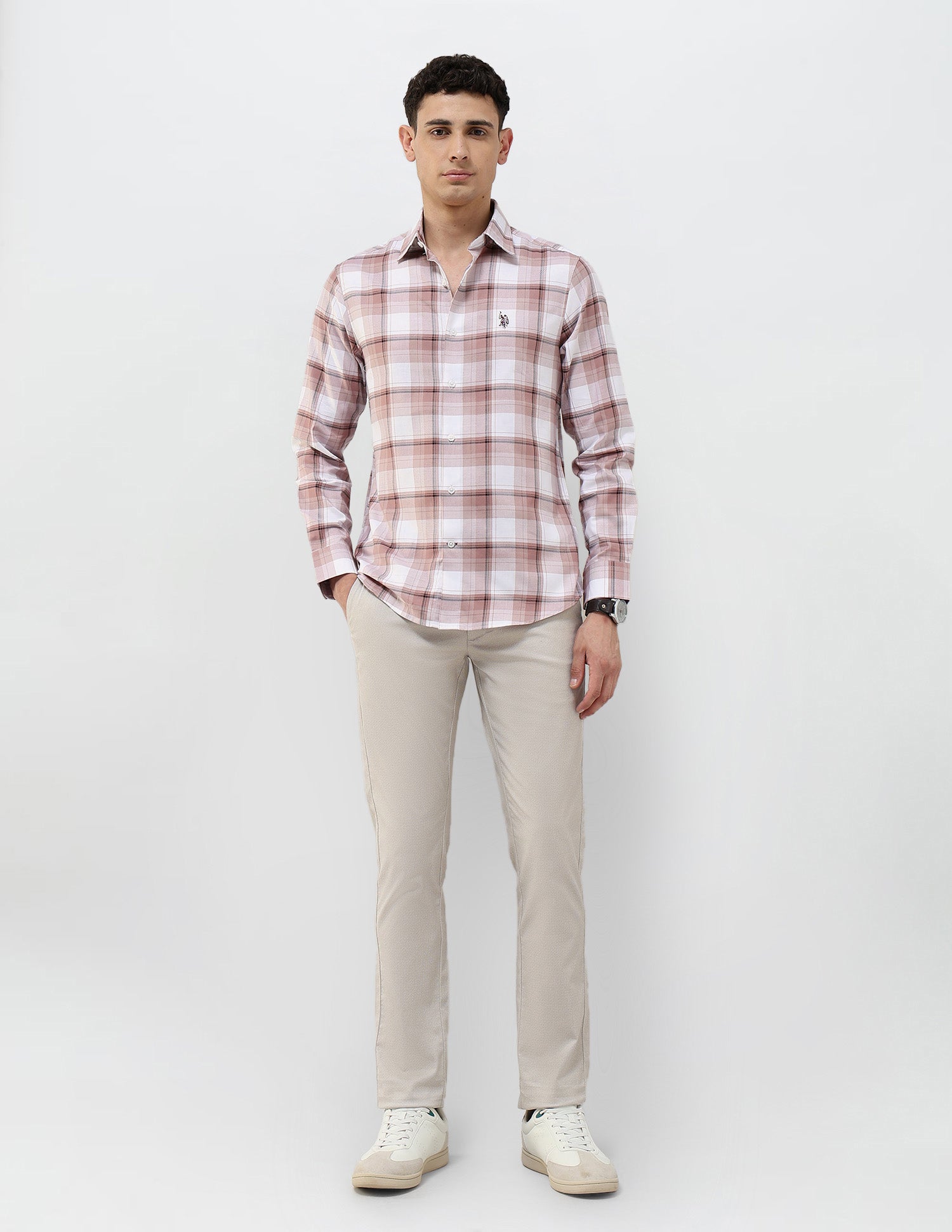 Tartan Checked Tailored Fit Shirt Maroon - U.S. POLO ASSN. | Large