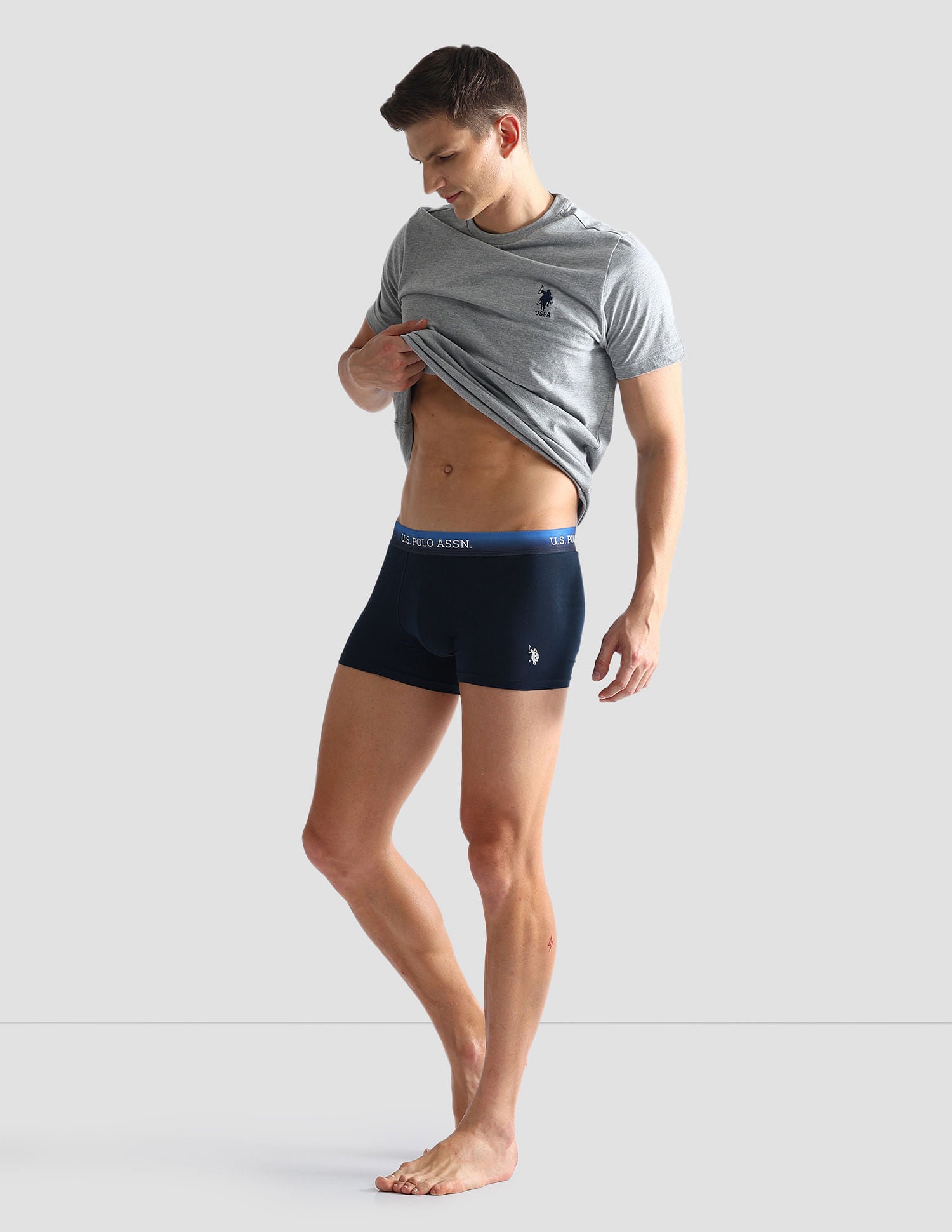 Ombre Waistband Solid OET05 Trunks - Pack Of 2 Green and Navy - U.S. POLO ASSN. | Large