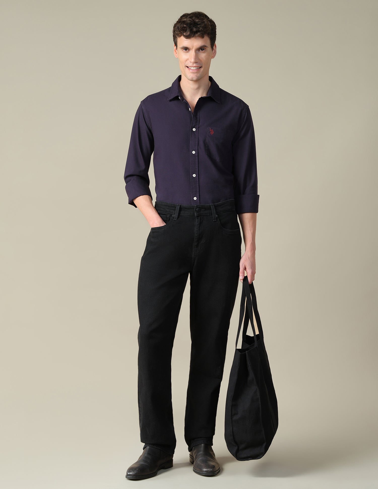Oxford Tailored Fit Shirt Purple - U.S. Polo Assn. India | Large