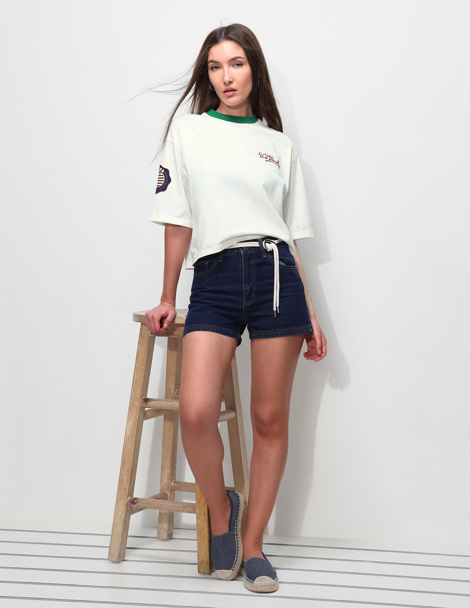 Solid Varsity Boxy Fit T-Shirt Off White - U.S. Polo Assn. India | Large