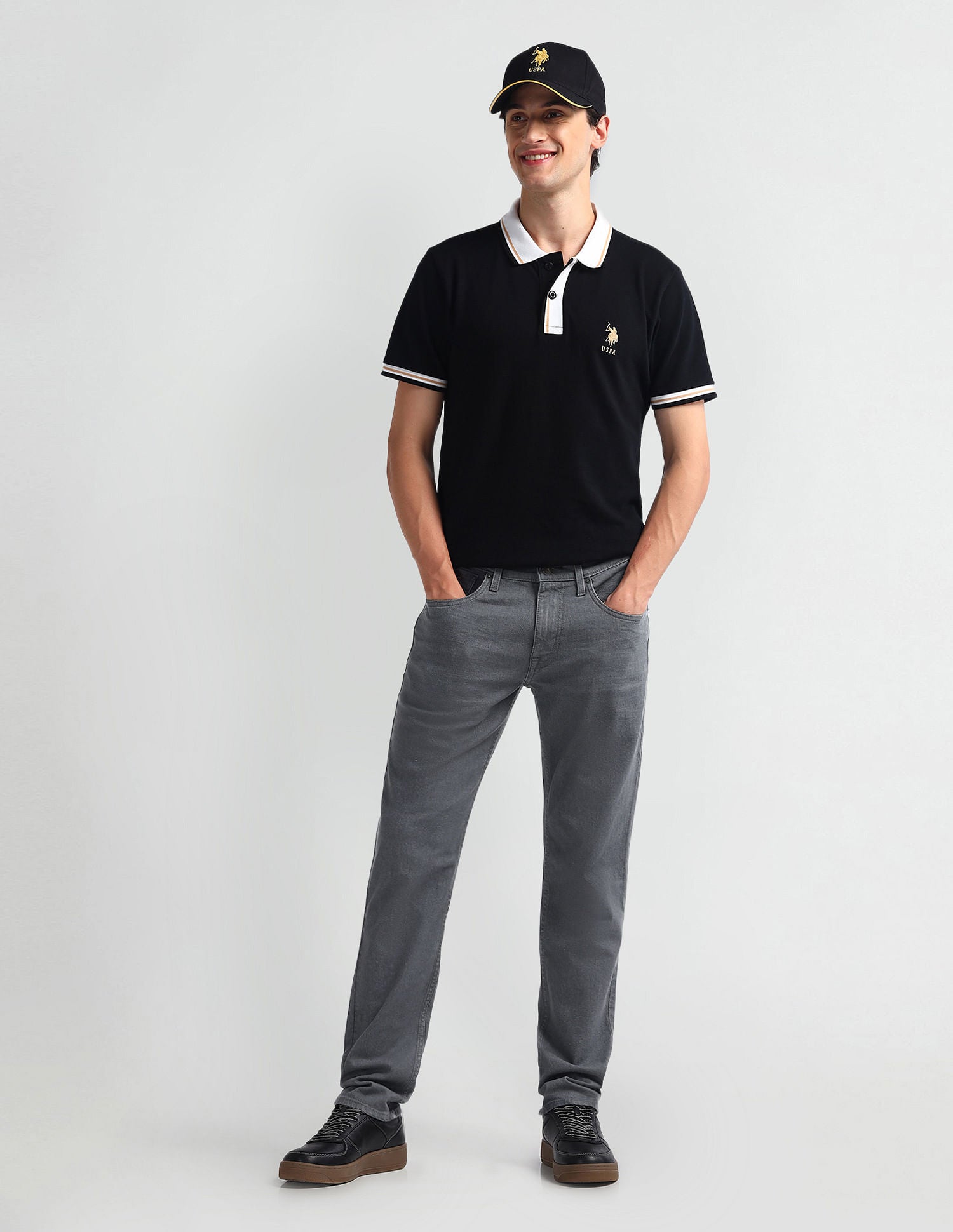 Brandon Slim Tapered Fit Grey Jeans Grey - U.S. Polo Assn. India | Large