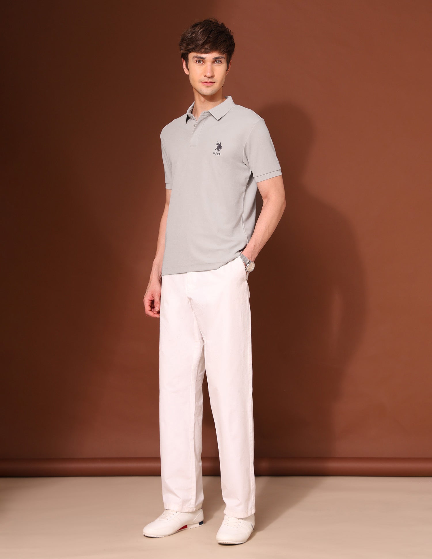 Slim Fit Work And Wander Polo Shirt Grey - U.S. Polo Assn. India | Large