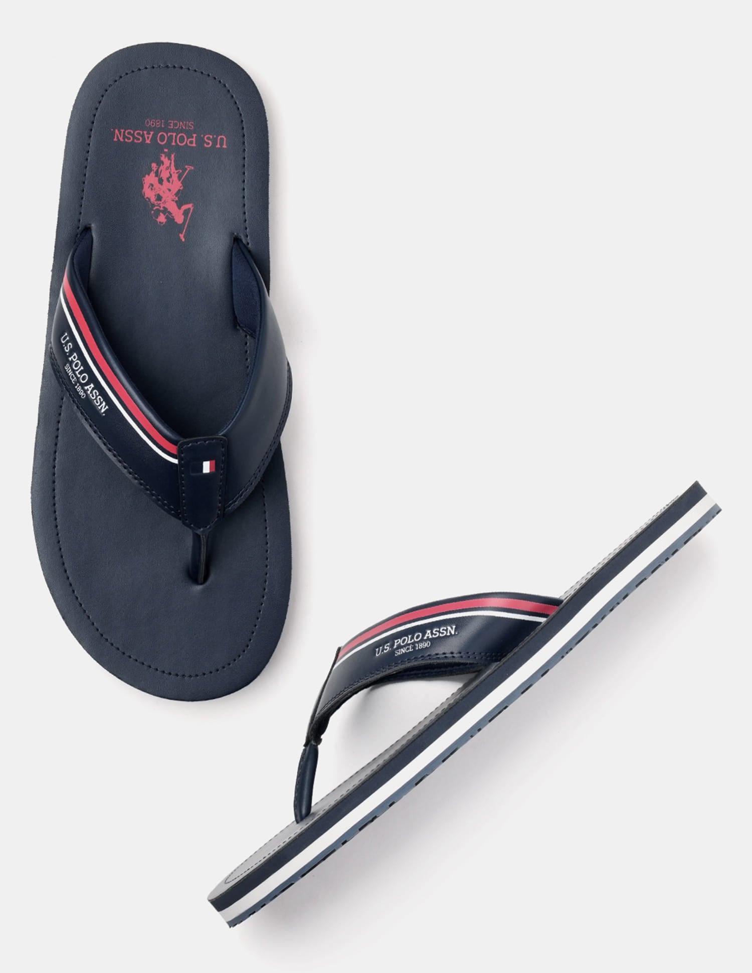 Men Nesta Striped Flip Flops Navy - U.S. Polo Assn. India | Large