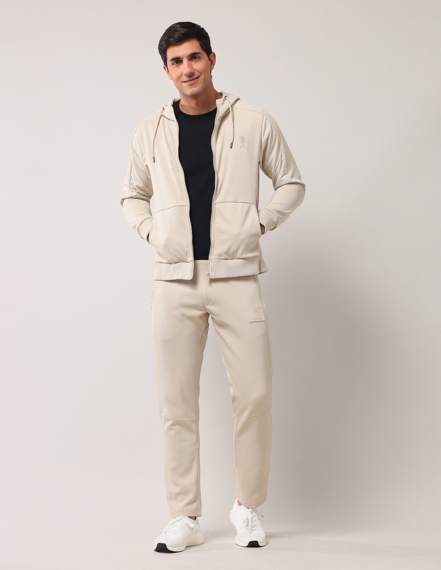 Solid Regular Fit Sweatshirt Beige - U.S. Polo Assn. India | Large