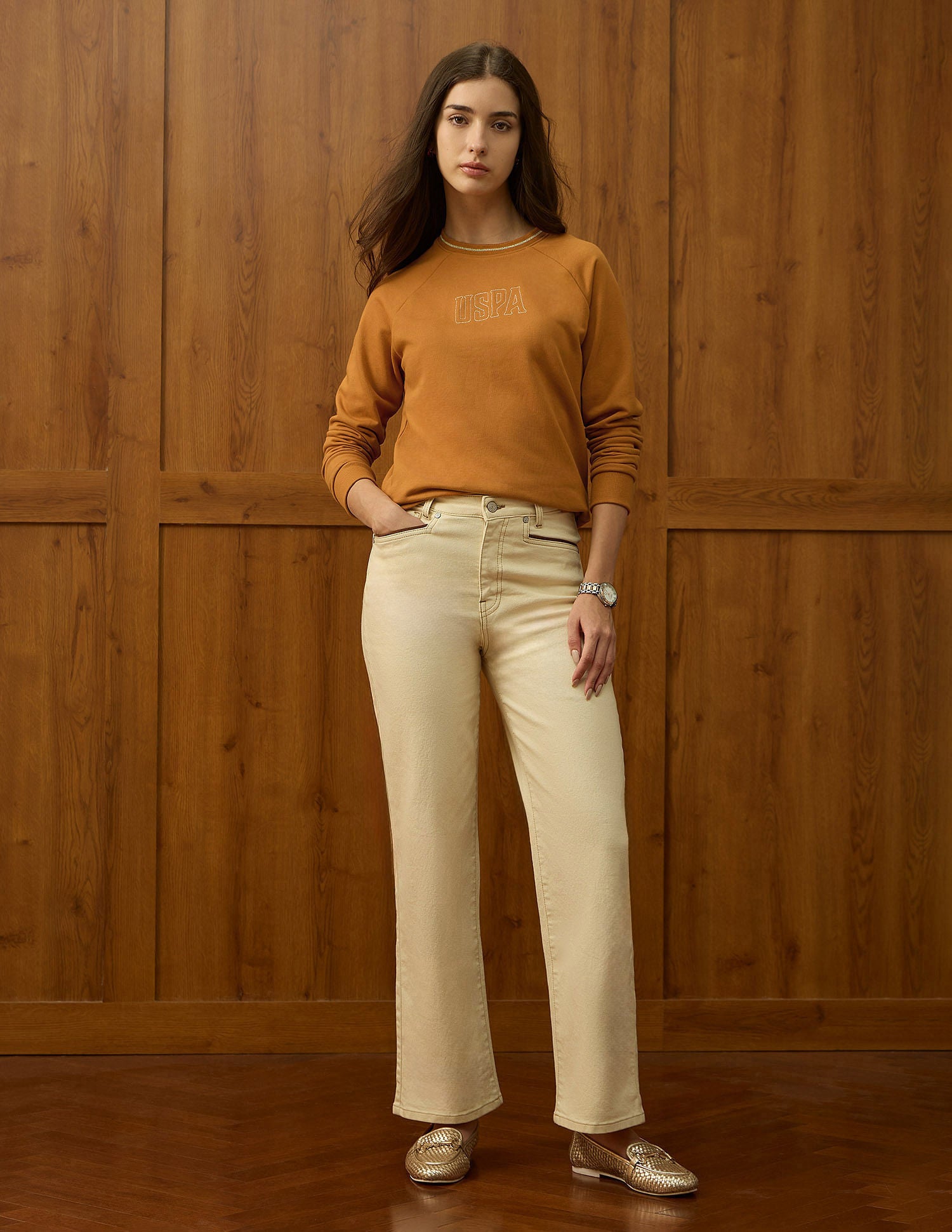 Brand Embroidered Sweatshirt Orange - U.S. POLO ASSN. | Large