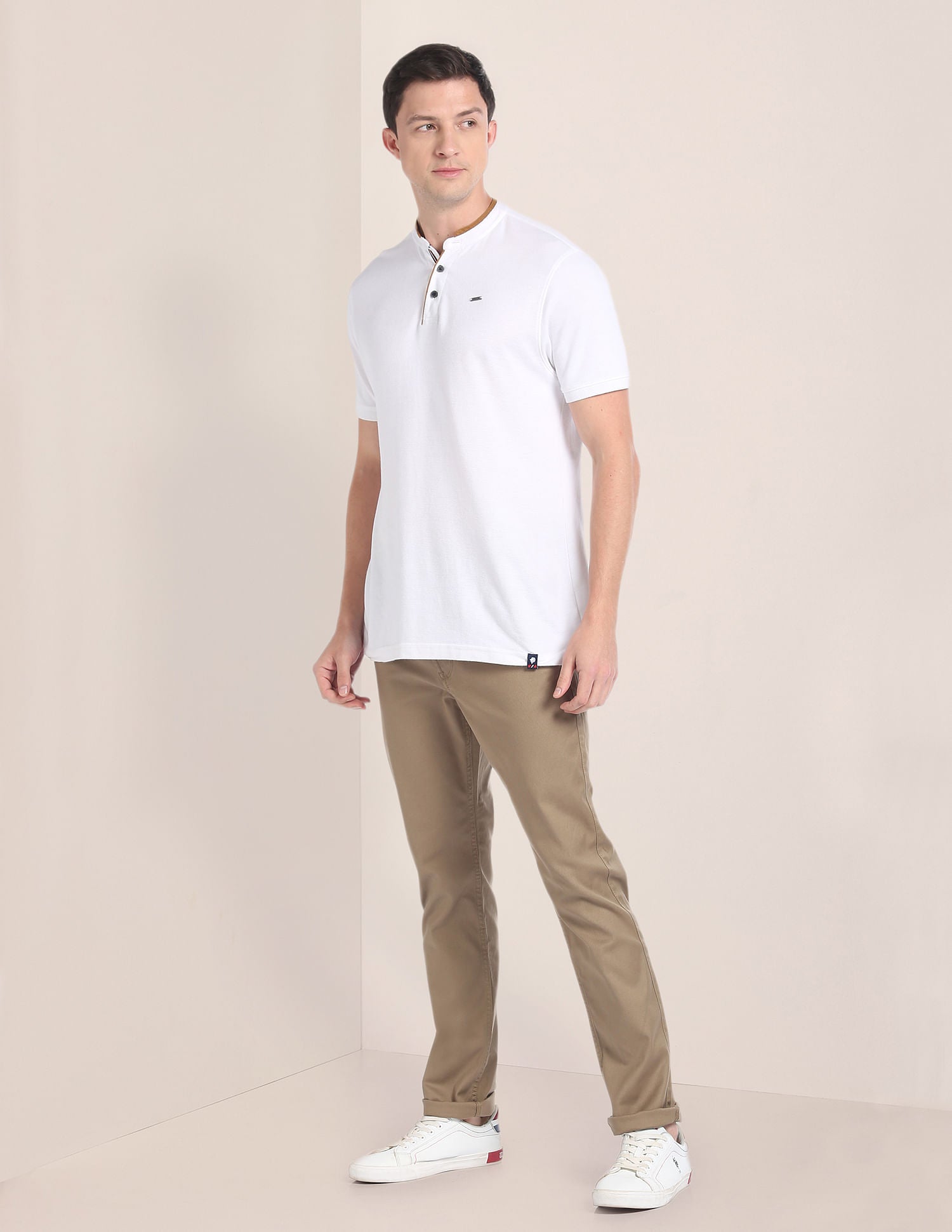 Brandon Slim Tapered Fit Twill Chinos Khaki - U.S. Polo Assn. India | Large