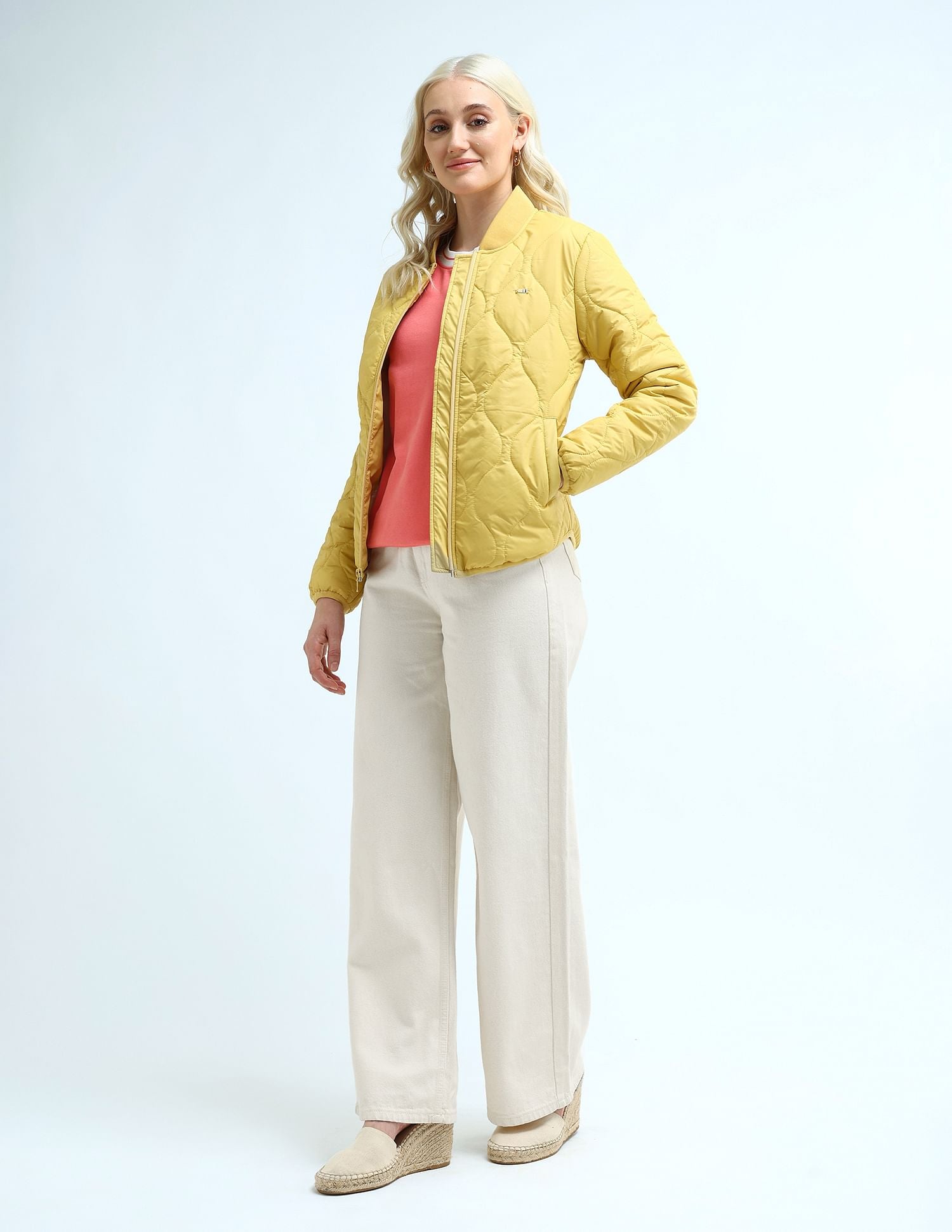 Stand Collar Quilted Jacket Mustard - U.S. POLO ASSN. | Large