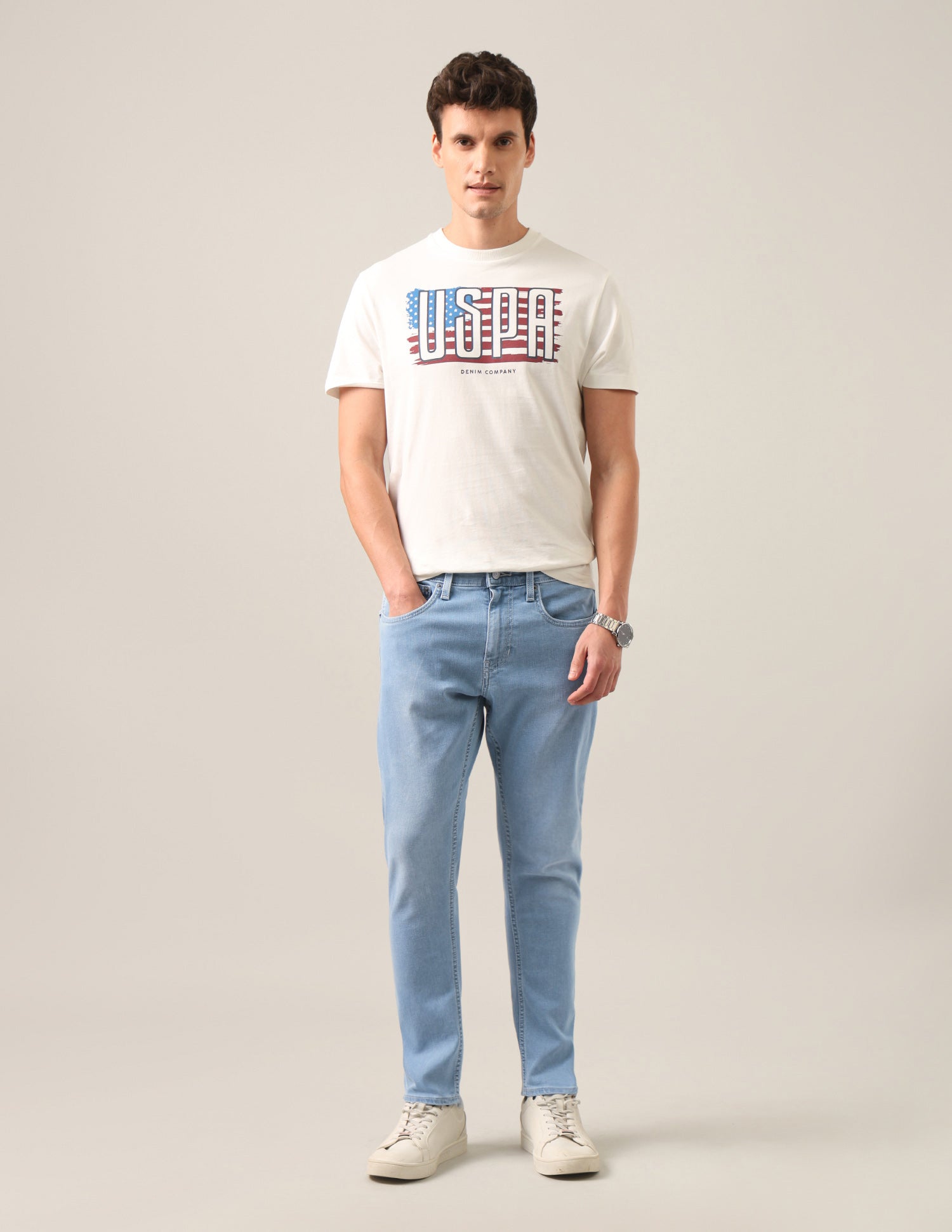 Henry Tapered Fit Blue Jeans Light Blue - U.S. Polo Assn. India | Large