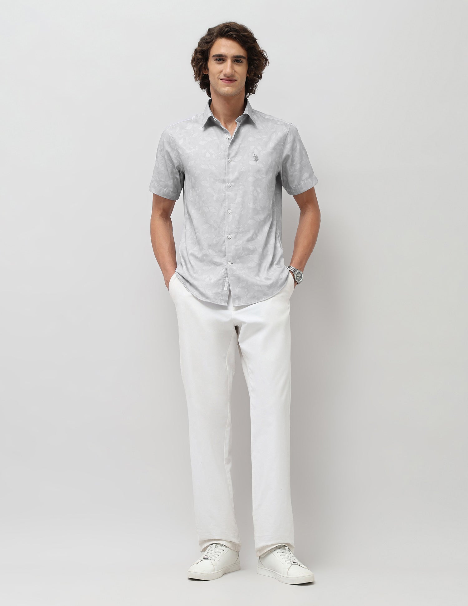 Tailored Fit Satin Shirt Grey - U.S. Polo Assn. India | Large