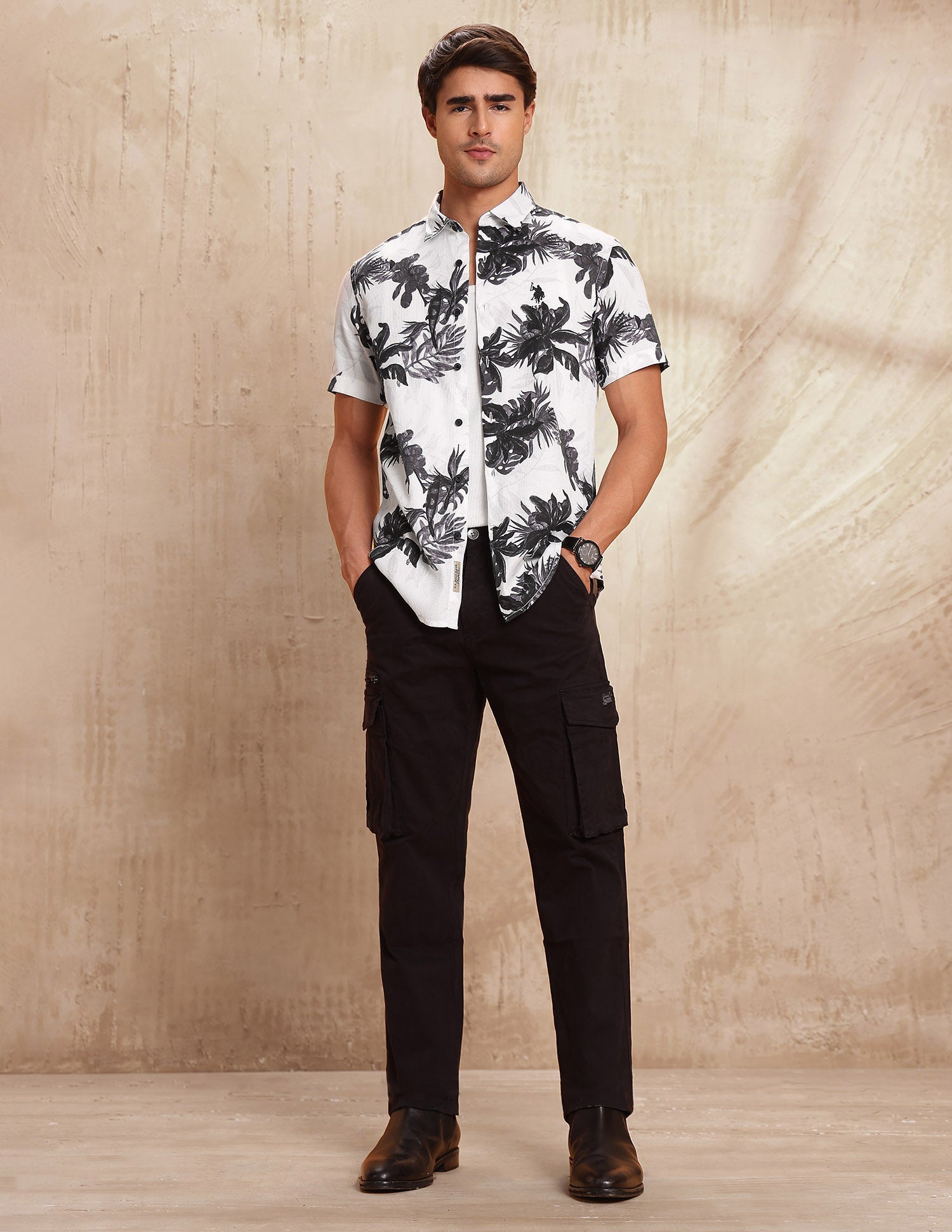 Slim Fit Floral Printed Shirt White - U.S. POLO ASSN. | Large