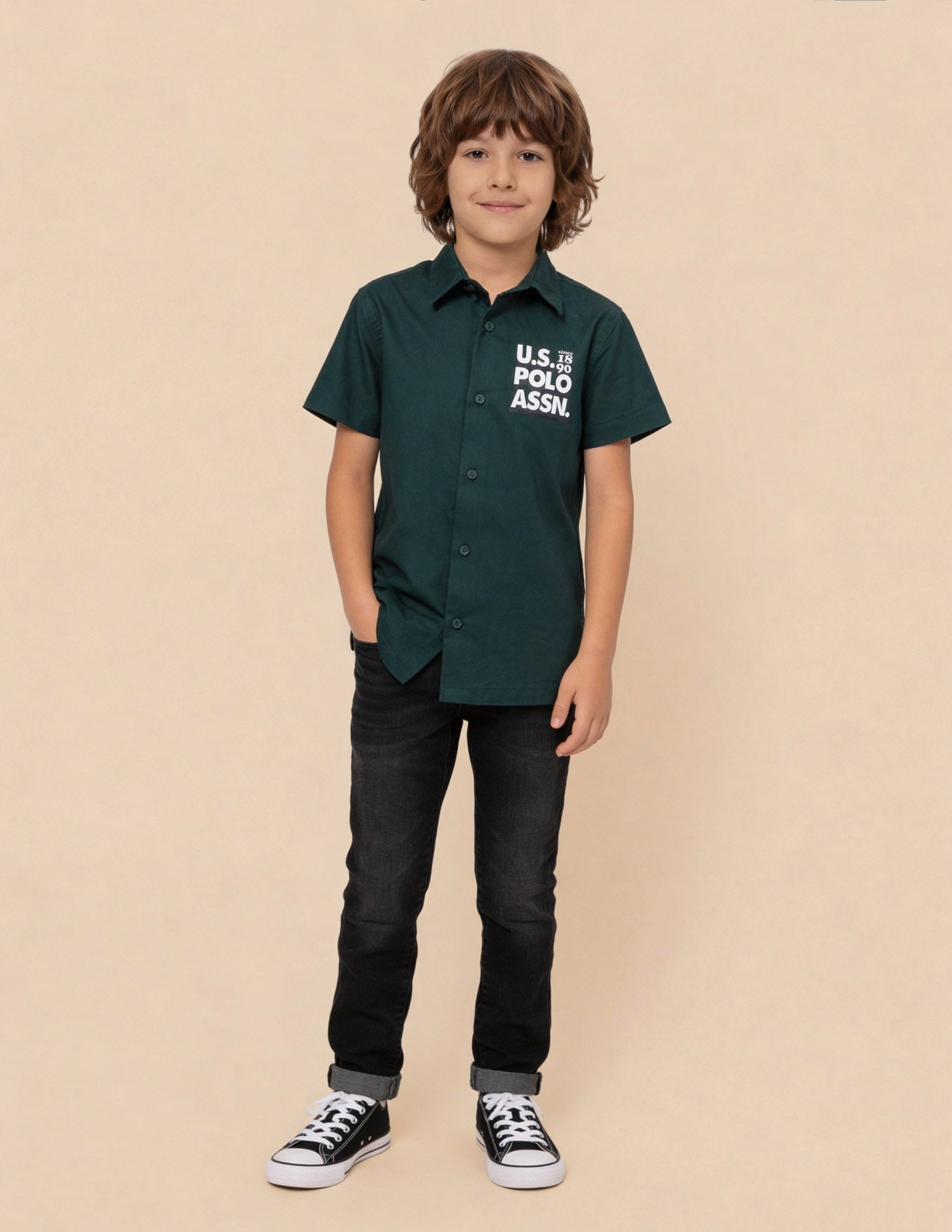 Solid Oxford Shirt Green - U.S. Polo Assn. India | Large