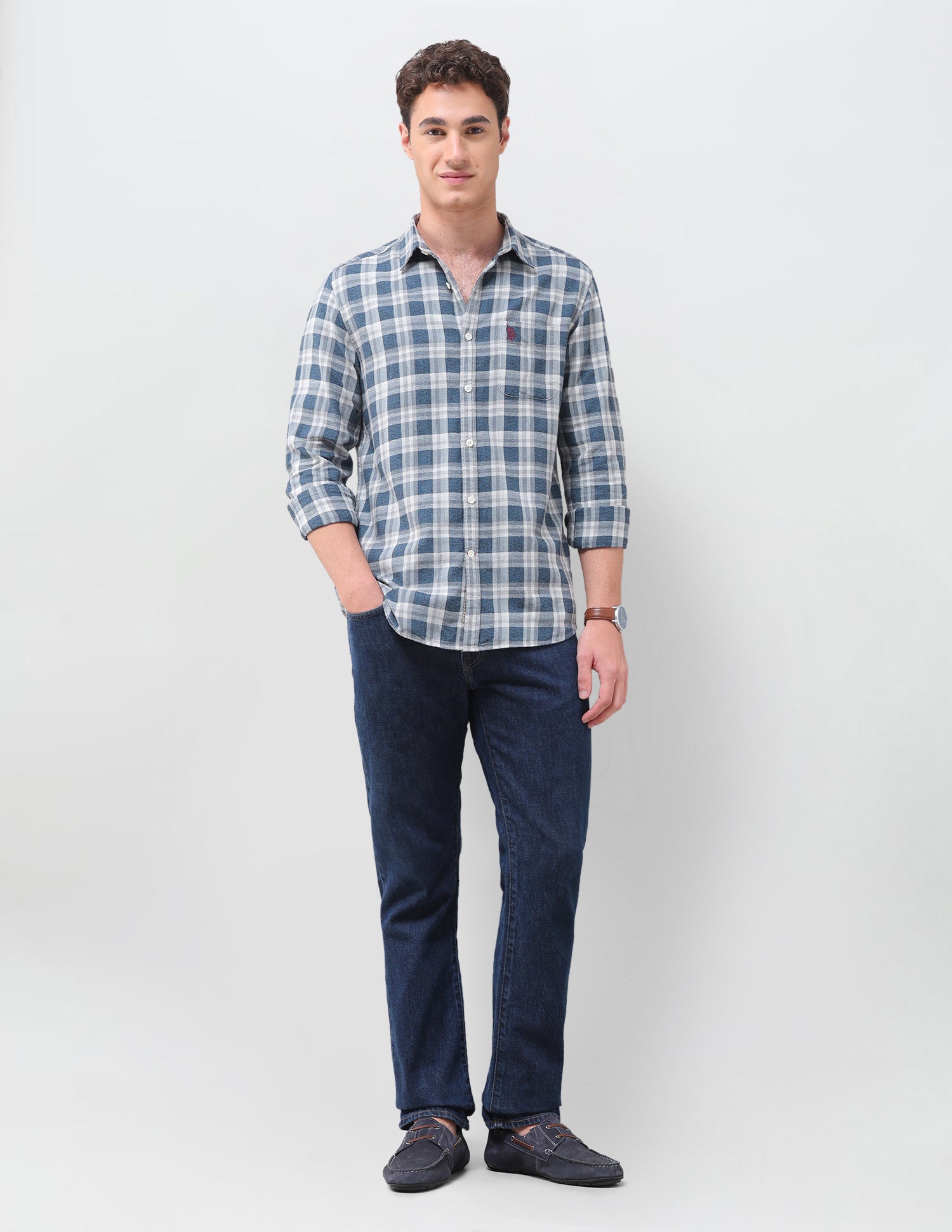 Plaid Checked Regular Fit Shirt Blue - U.S. Polo Assn. India | Large