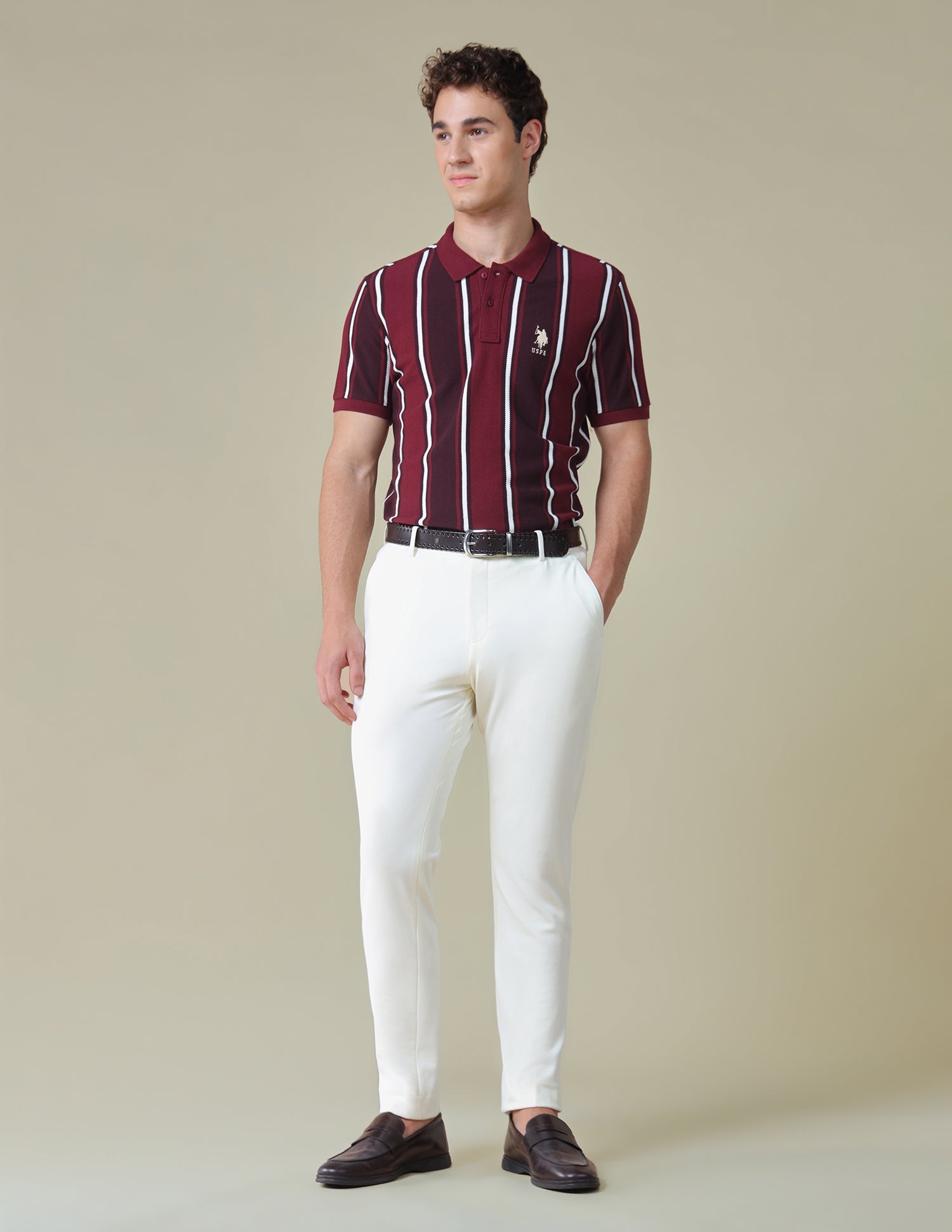 Vertical Striped Regular Fit Polo Shirt Purple - U.S. Polo Assn. India | Large
