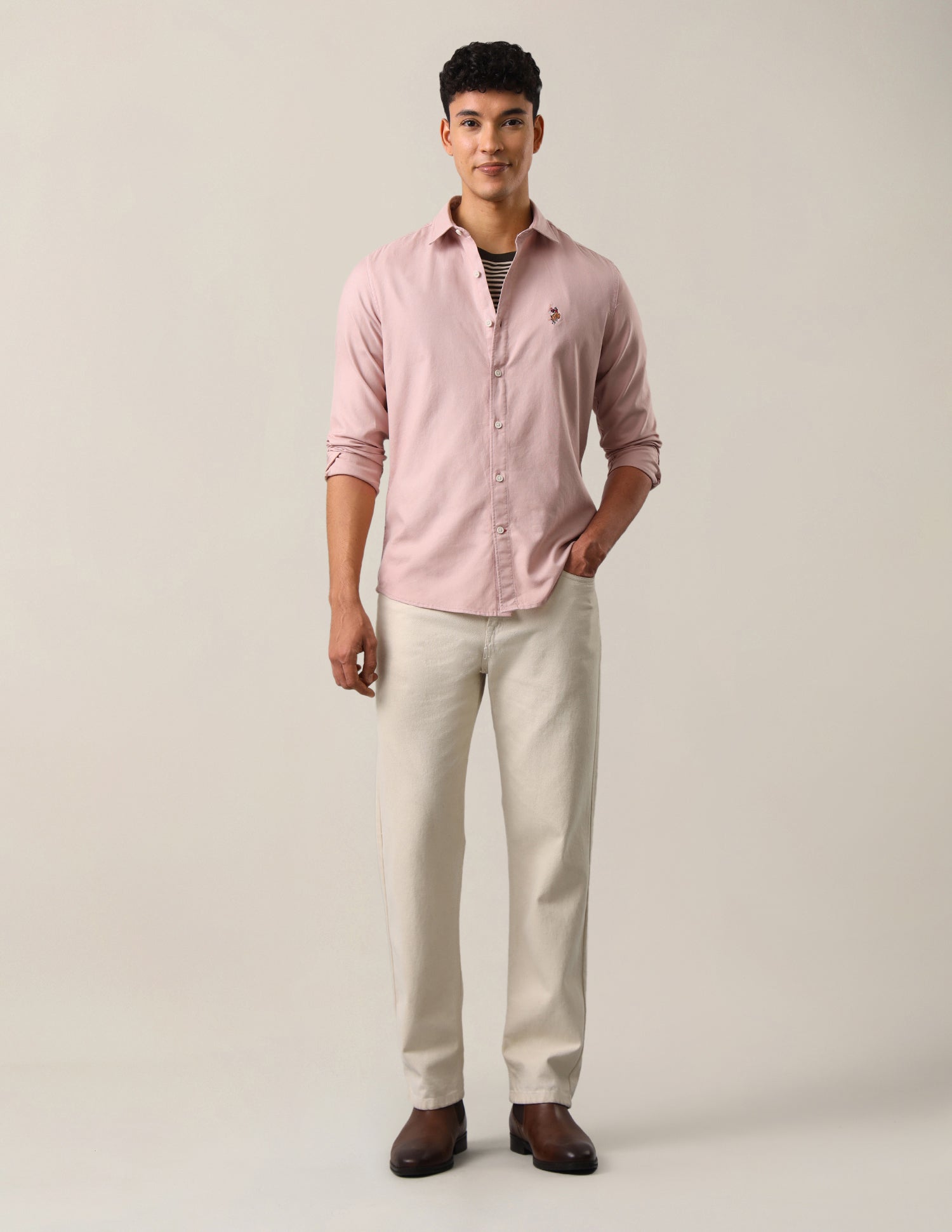 Twill Solid Shirt Pink - U.S. Polo Assn. India | Large