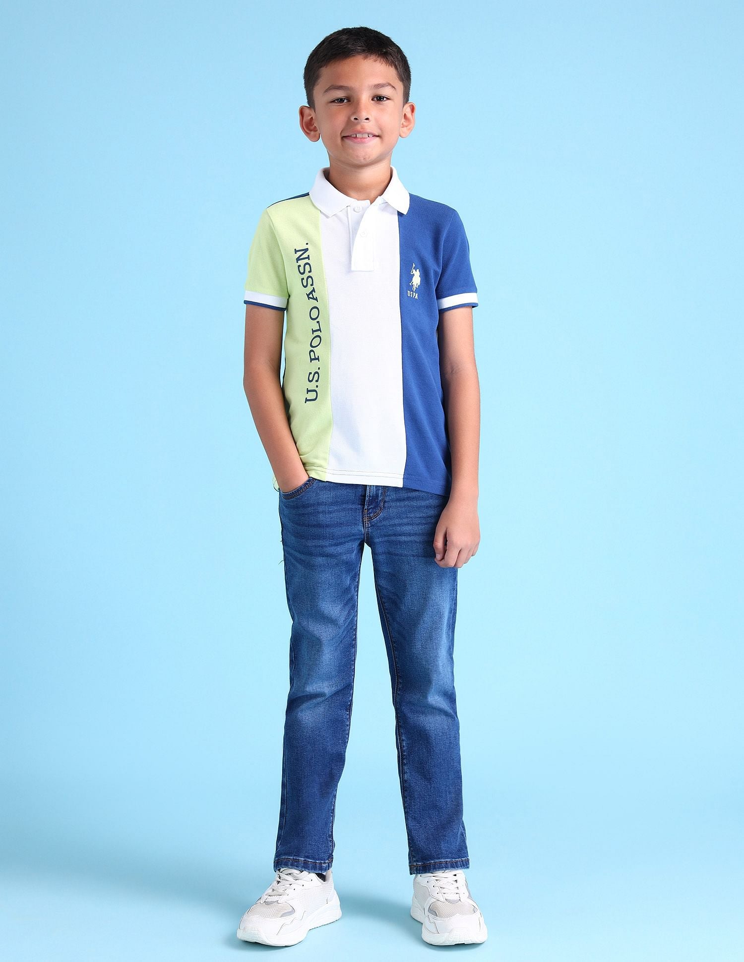 Boys Colourblocked Polo Shirt Green - U.S. POLO ASSN. | Large