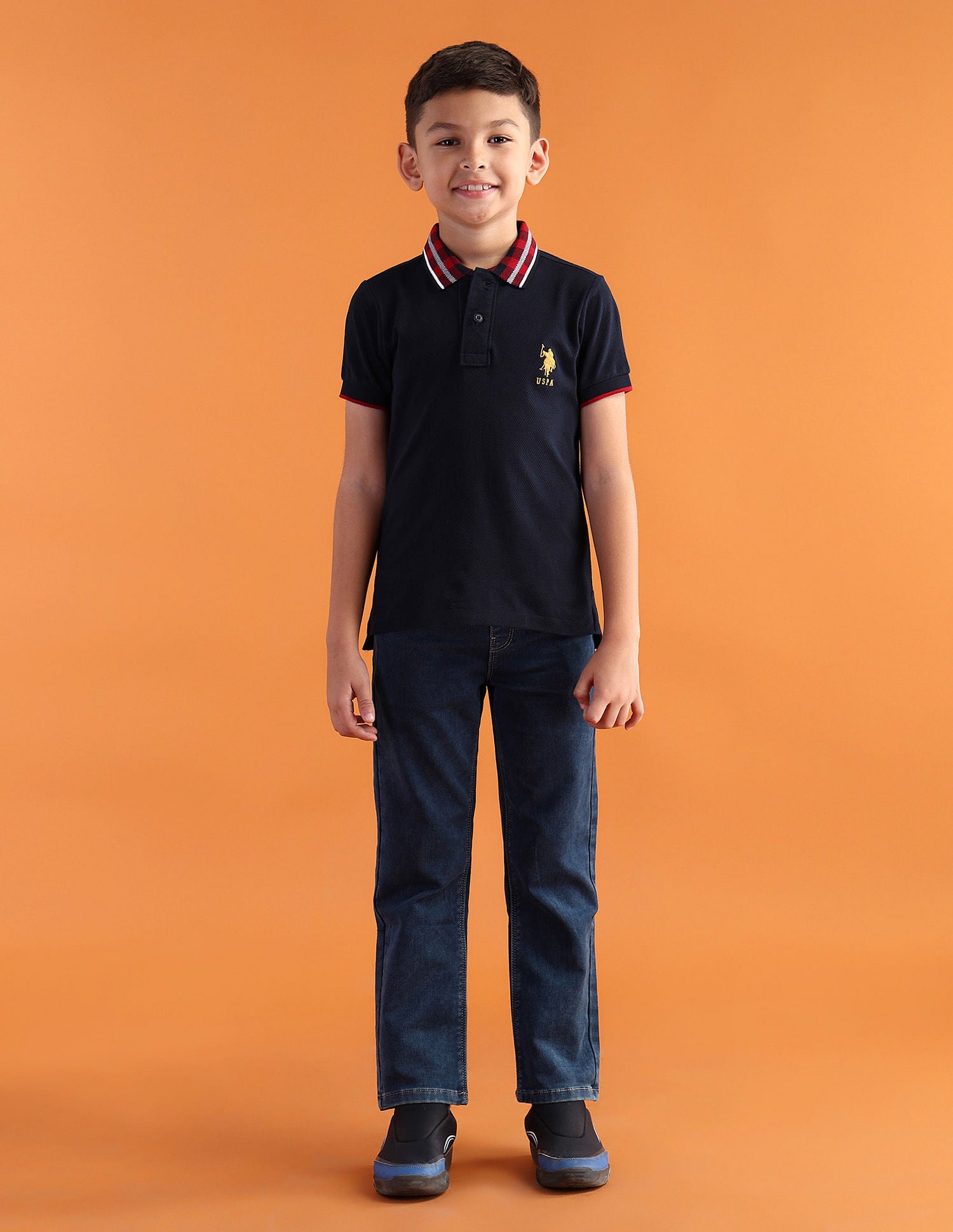 Regular fit Solid Polo Shirt Navy - U.S. Polo Assn. India | Large